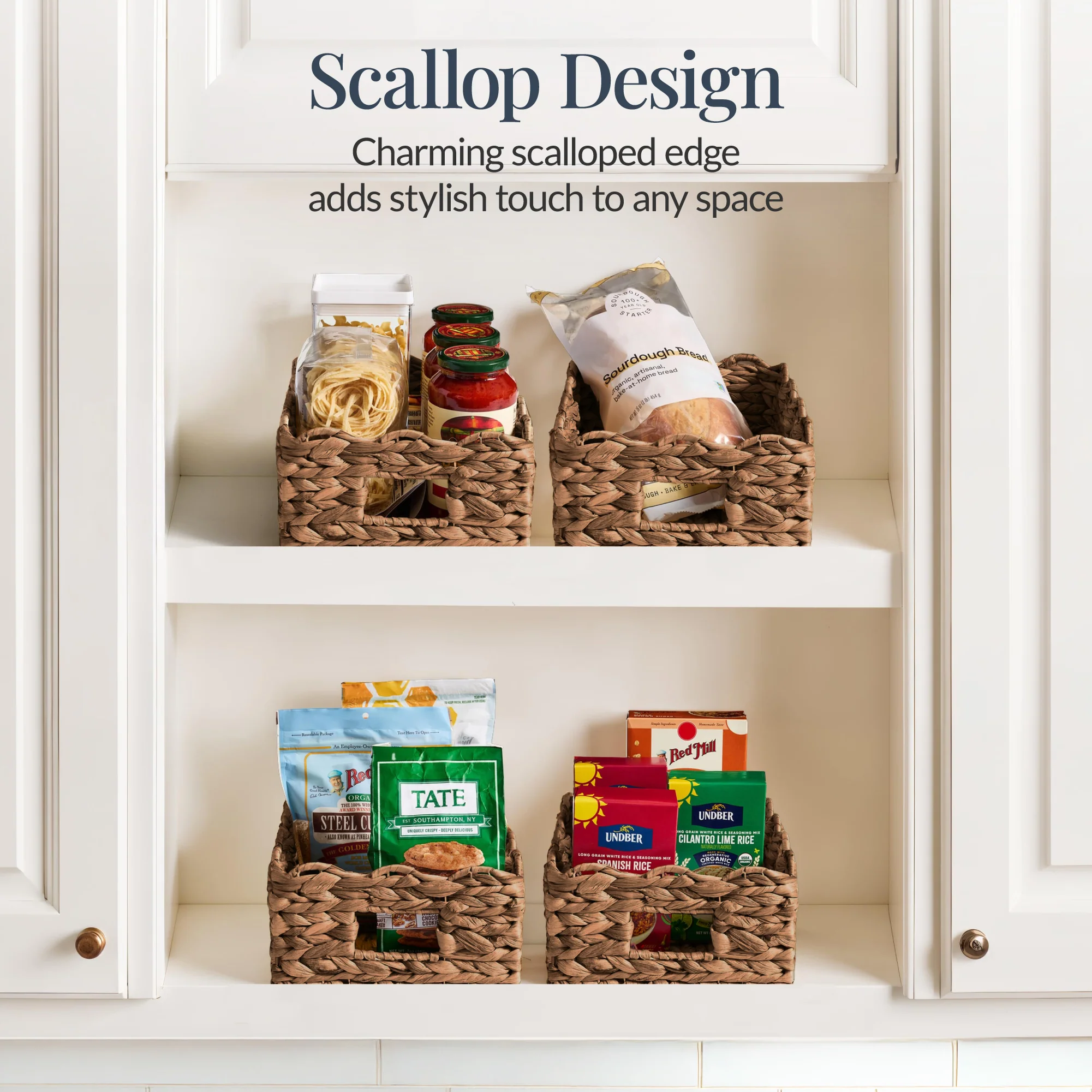 9x12 Scalloped Shelf Basket, Pantry Bins, 4 Pack - Image 19