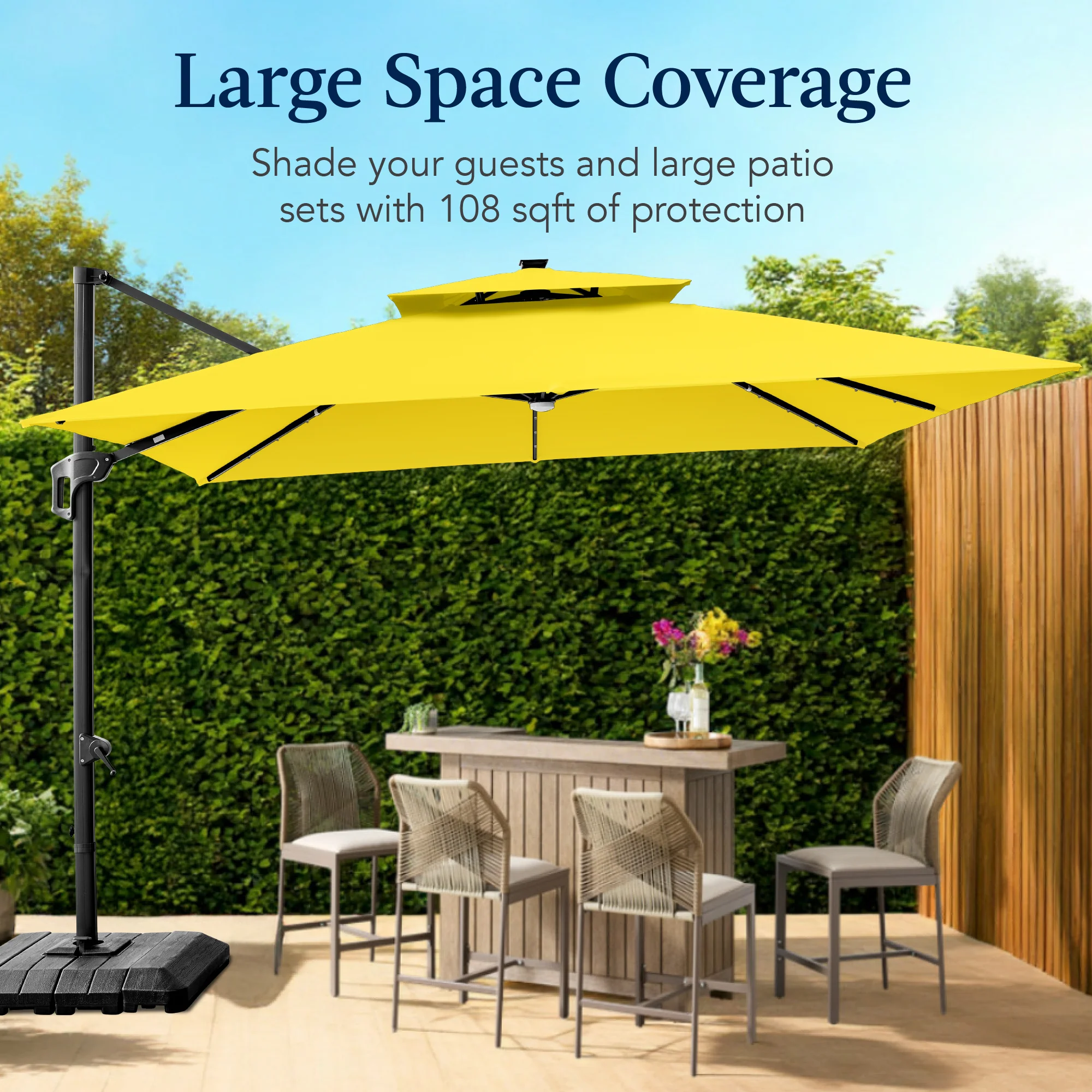9x12ft 2-Tier Outdoor Solar LED Cantilever Patio Umbrella - Image 108