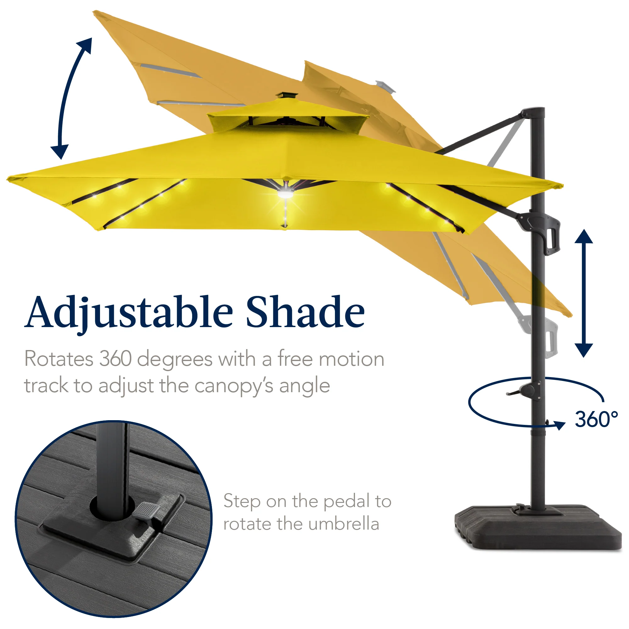 9x12ft 2-Tier Outdoor Solar LED Cantilever Patio Umbrella - Image 109