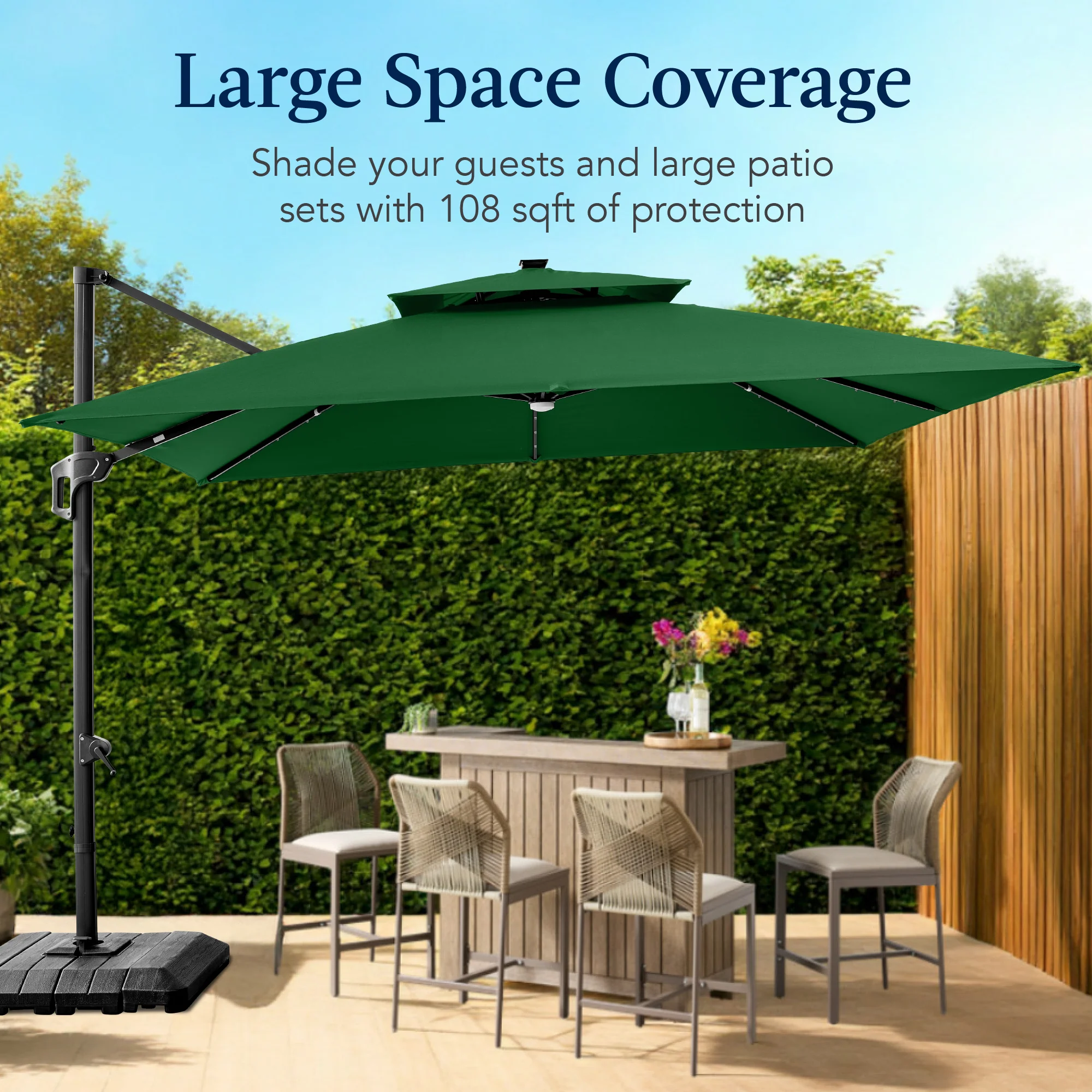 9x12ft 2-Tier Outdoor Solar LED Cantilever Patio Umbrella - Image 116