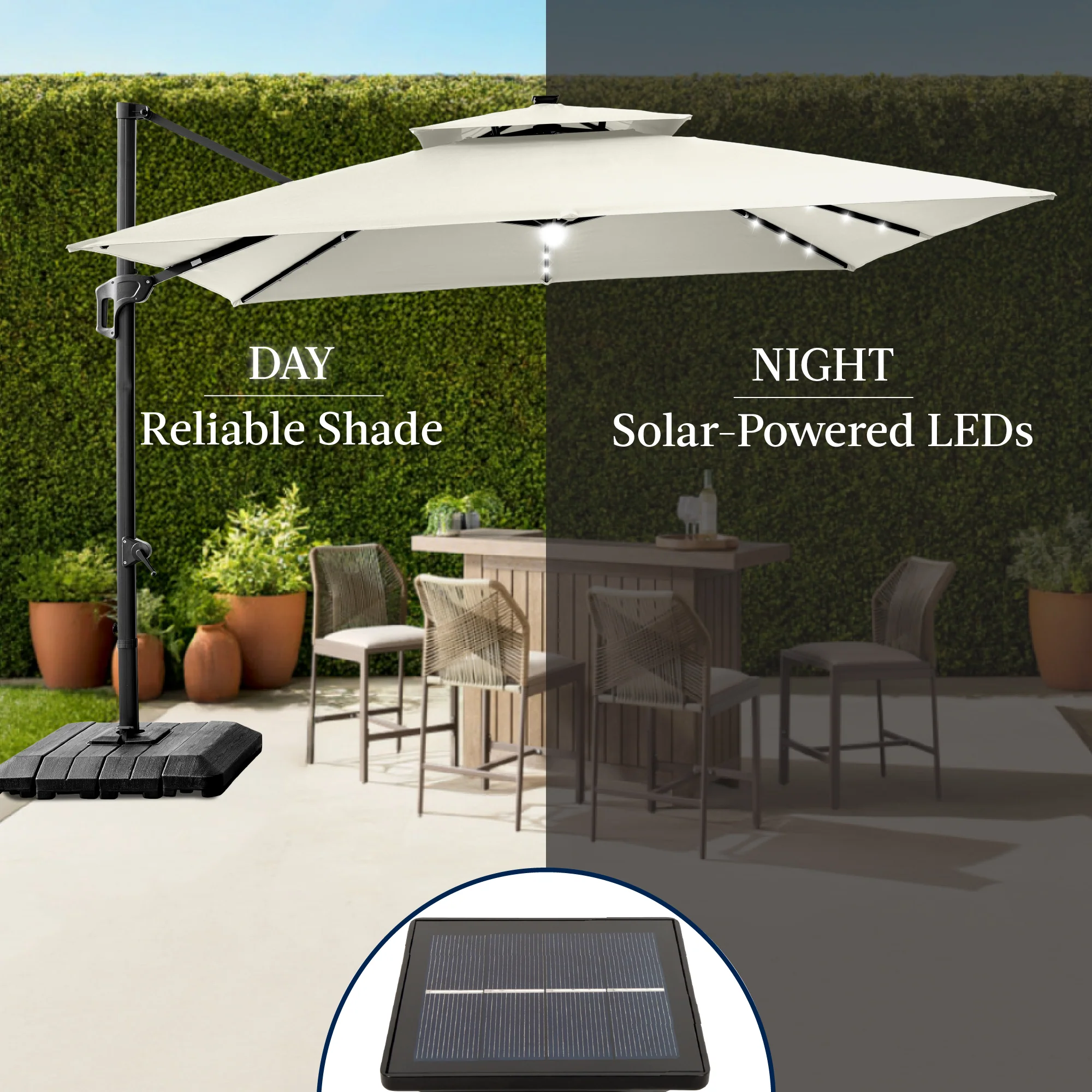 9x12ft 2-Tier Outdoor Solar LED Cantilever Patio Umbrella - Image 14