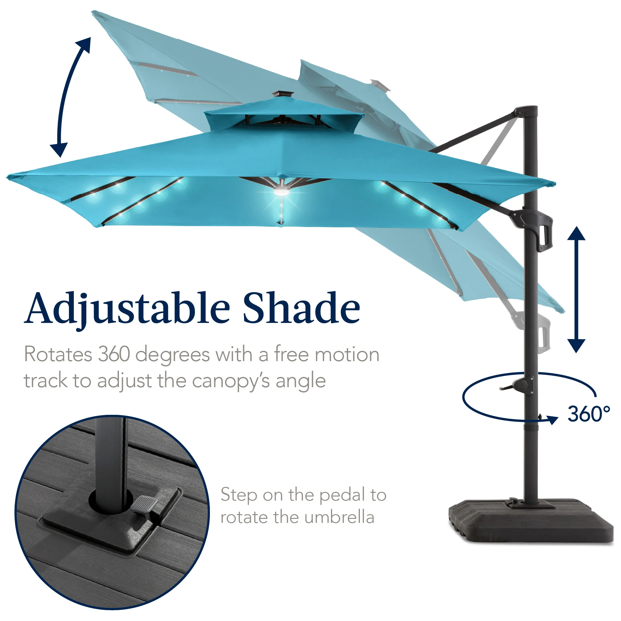 9x12ft 2-Tier Outdoor Solar LED Cantilever Patio Umbrella - Image 85