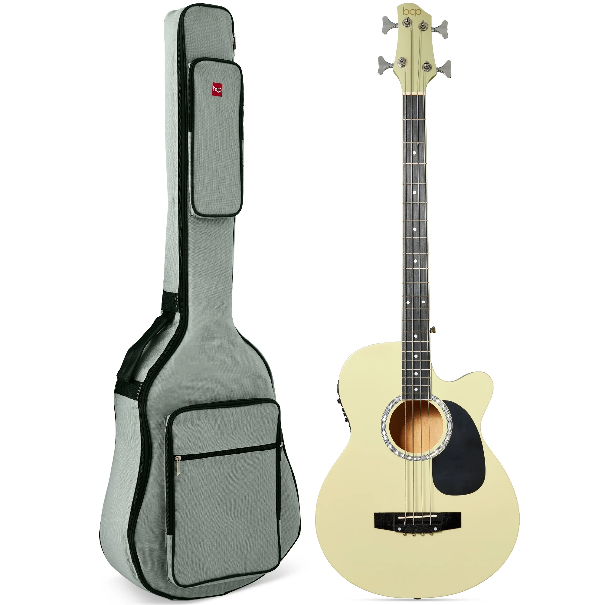 Acoustic Electric Bass Guitar w/ Equalizer, Truss Rod, Padded Gig Bag - Image 15