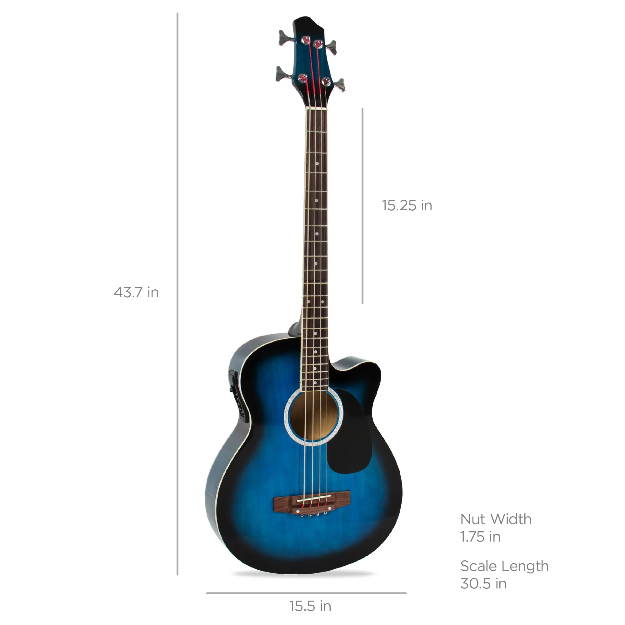 Acoustic Electric Bass Guitar w/ Equalizer, Truss Rod, Padded Gig Bag - Image 35