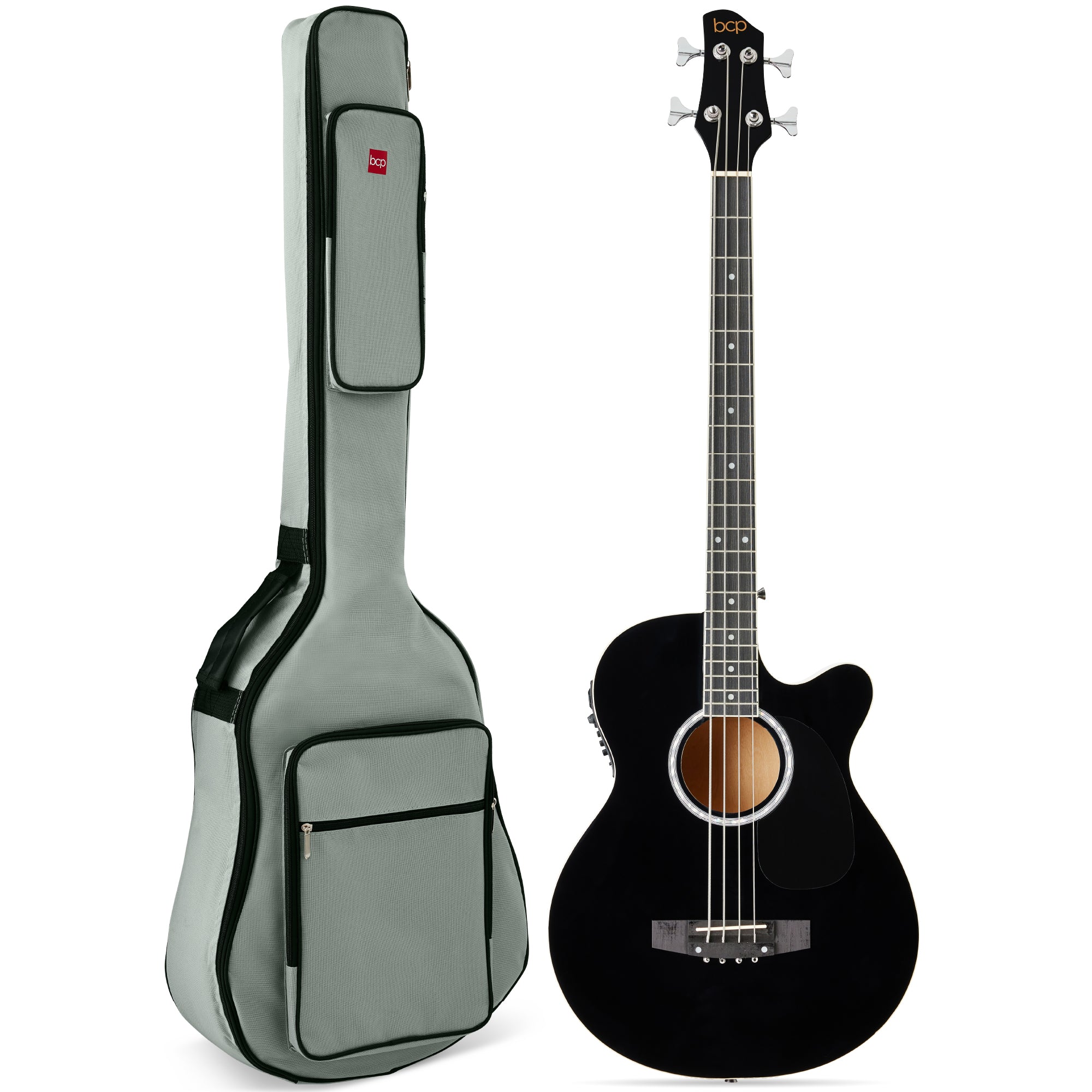 Acoustic Electric Bass Guitar w/ Equalizer, Truss Rod, Padded Gig Bag - Image 36