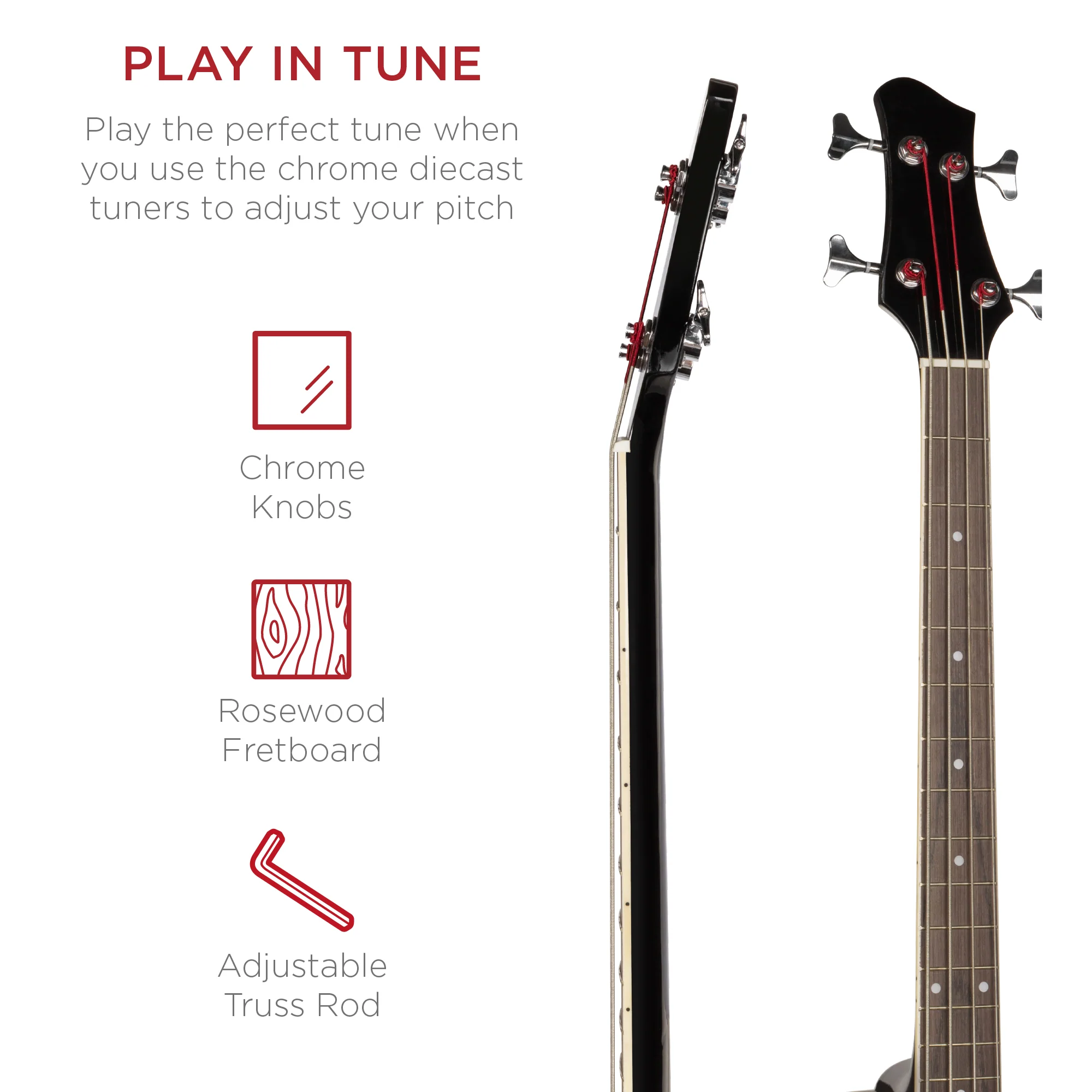 Acoustic Electric Bass Guitar w/ Equalizer, Truss Rod, Padded Gig Bag - Image 40