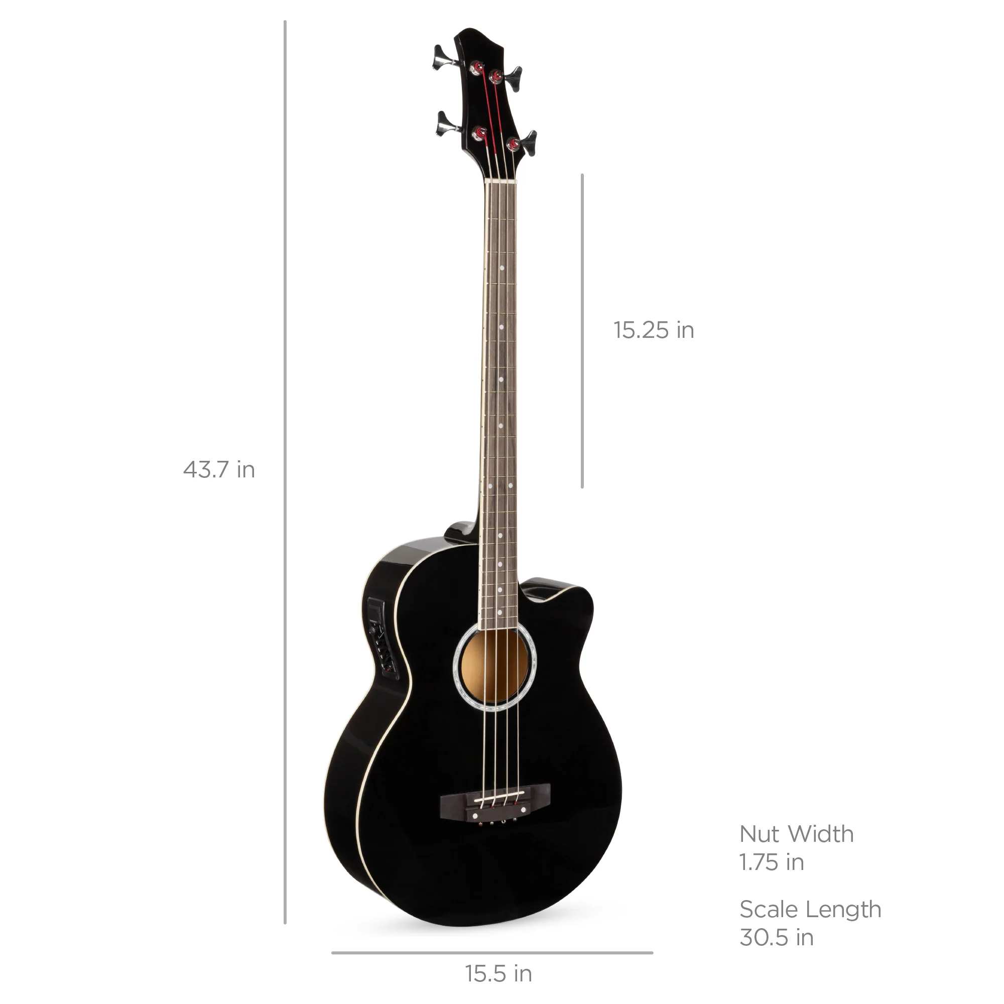 Acoustic Electric Bass Guitar w/ Equalizer, Truss Rod, Padded Gig Bag - Image 42