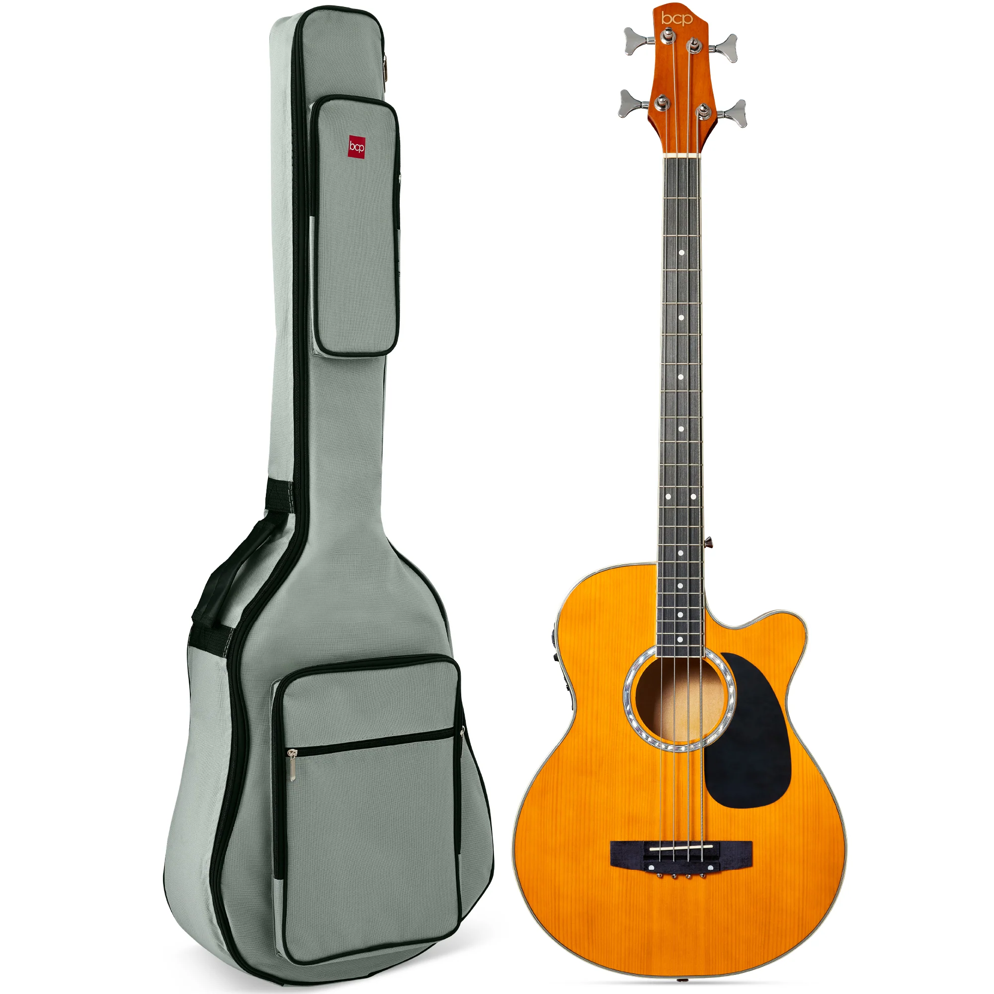 Acoustic Electric Bass Guitar w/ Equalizer, Truss Rod, Padded Gig Bag - Image 43