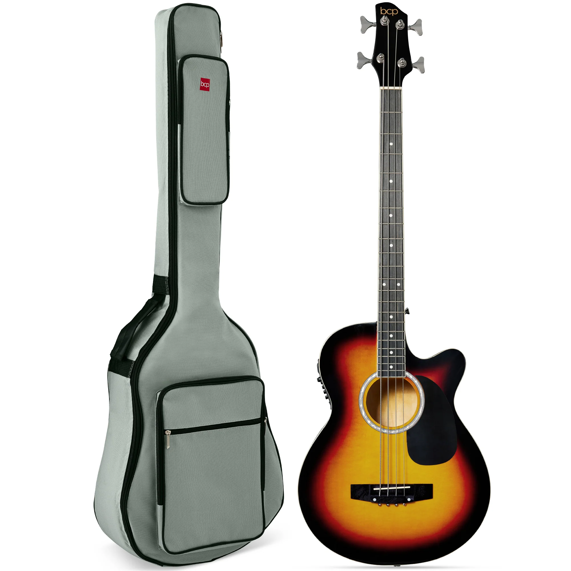 Acoustic Electric Bass Guitar w/ Equalizer, Truss Rod, Padded Gig Bag - Image 50