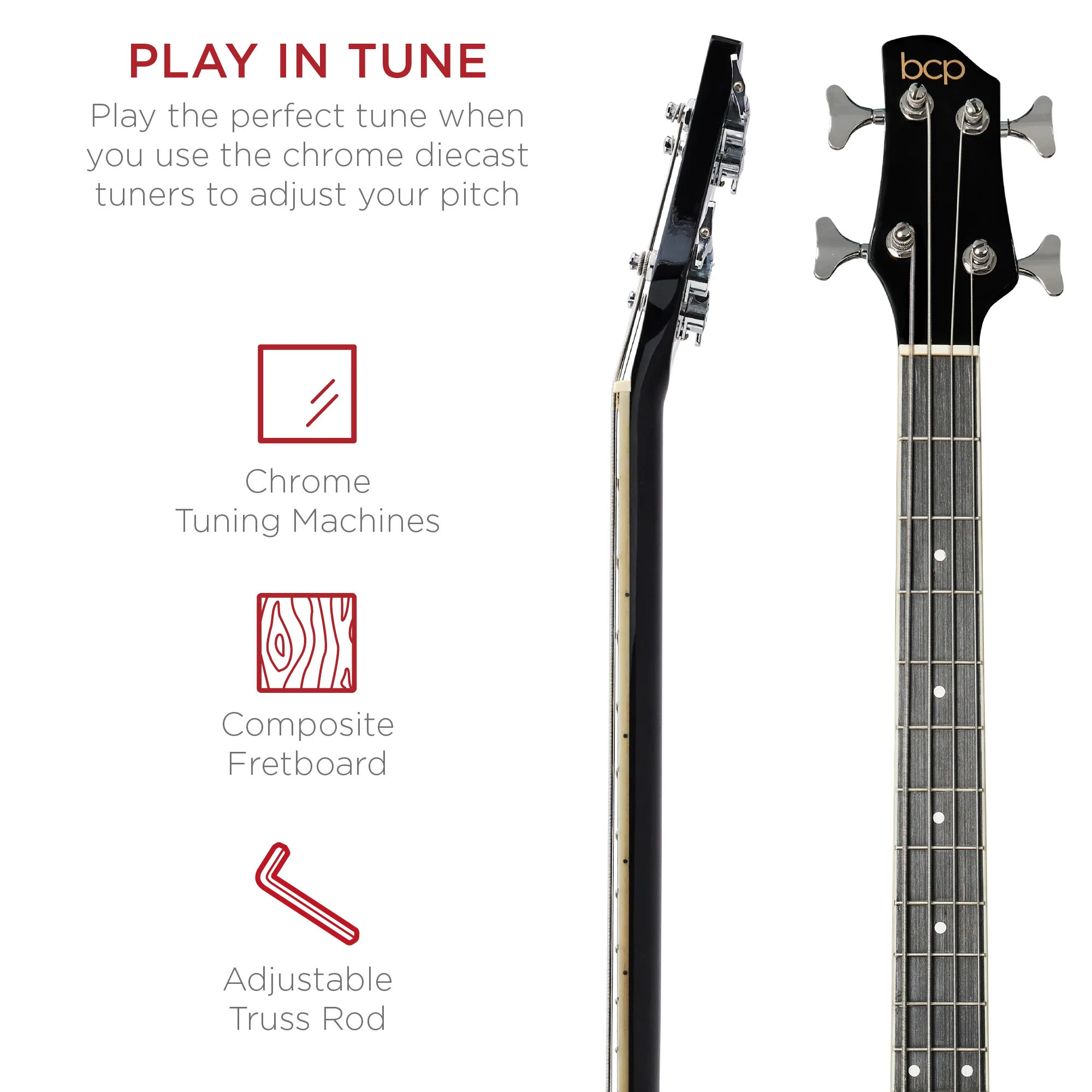 Acoustic Electric Bass Guitar w/ Equalizer, Truss Rod, Padded Gig Bag - Image 54