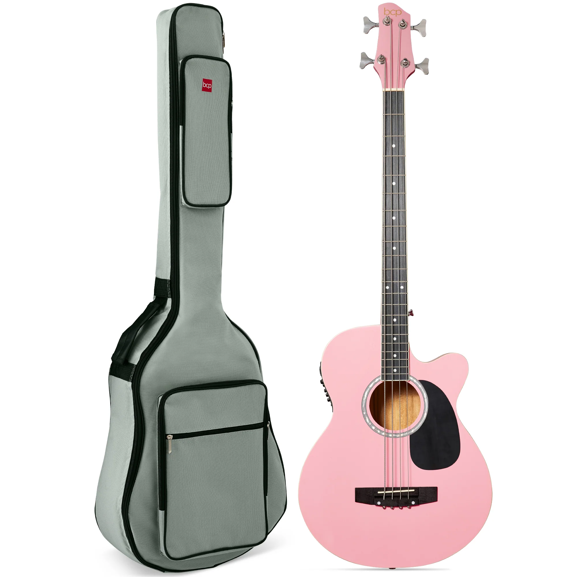 Acoustic Electric Bass Guitar w/ Equalizer, Truss Rod, Padded Gig Bag - Image 8