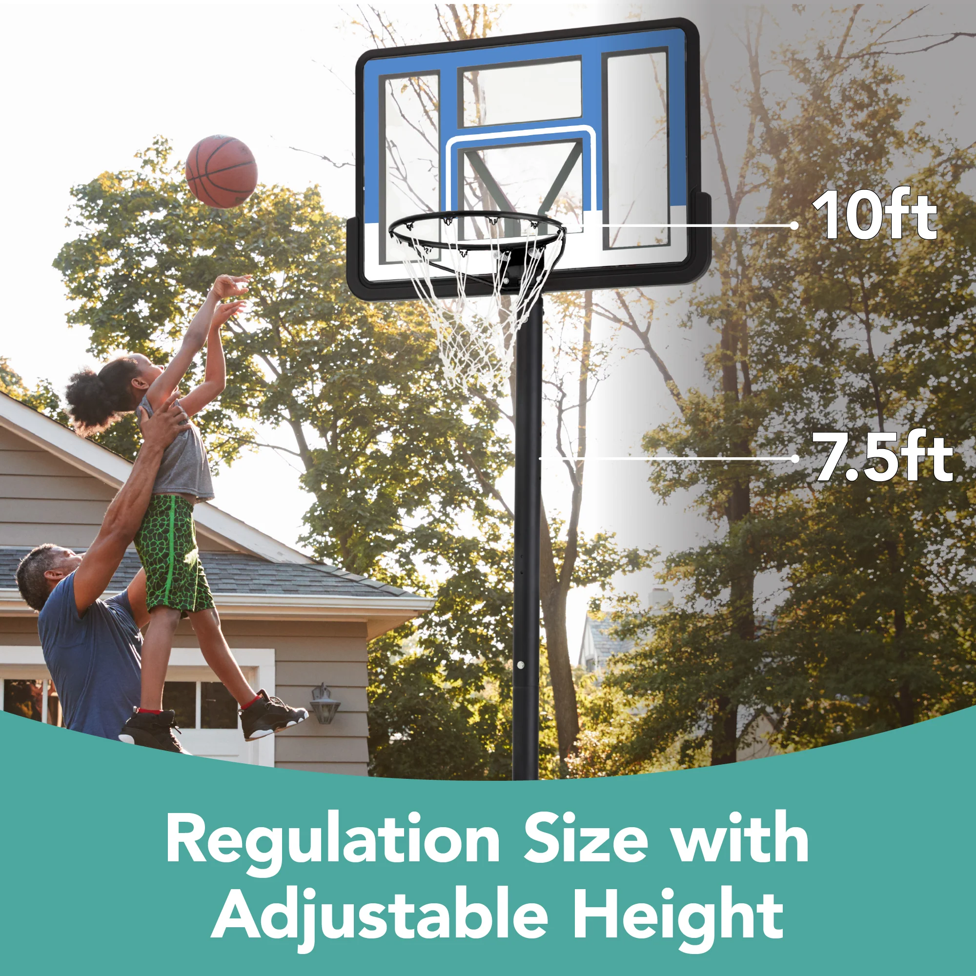 Adjustable Regulation-Size Basketball Hoop w/ Fillable Base, 2 Wheels - Image 20