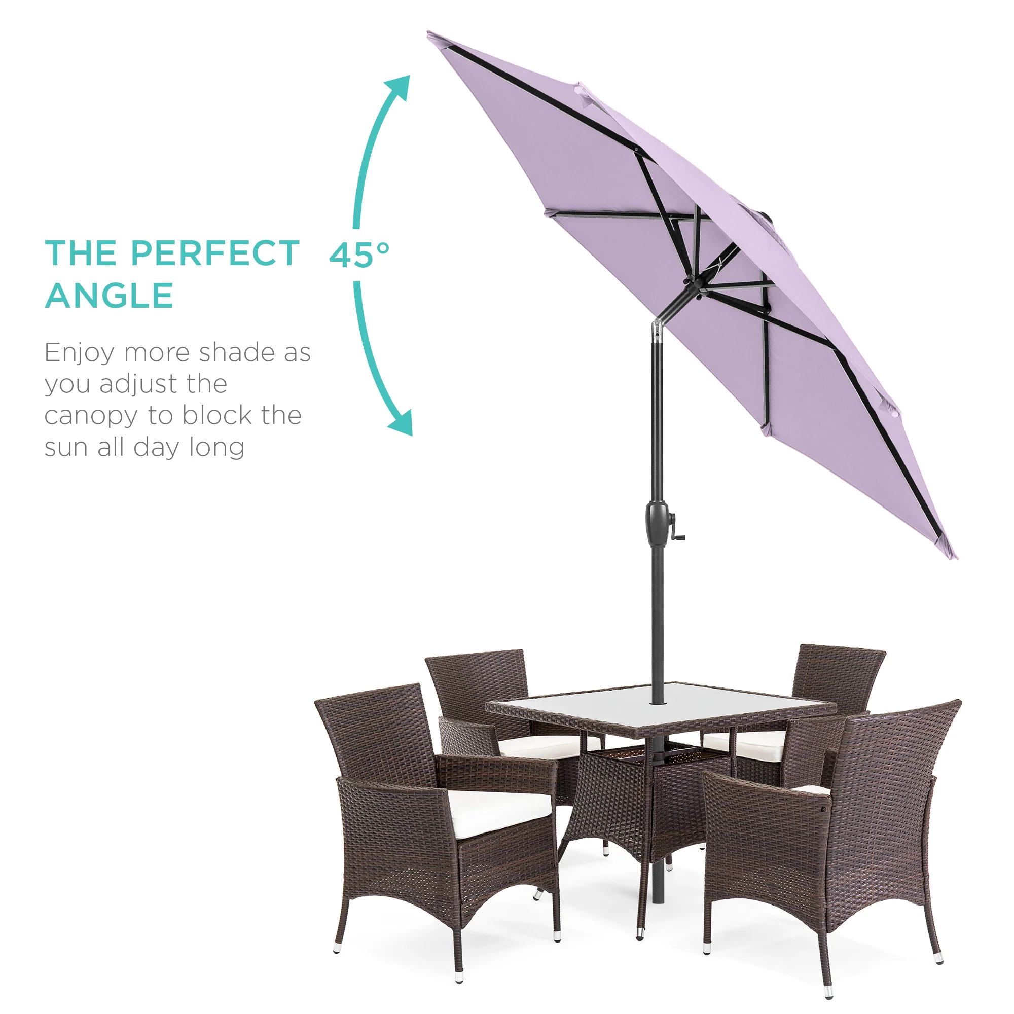 Outdoor Market Patio Umbrella w/ Push Button Tilt, Crank Lift - 7.5ft - Image 118