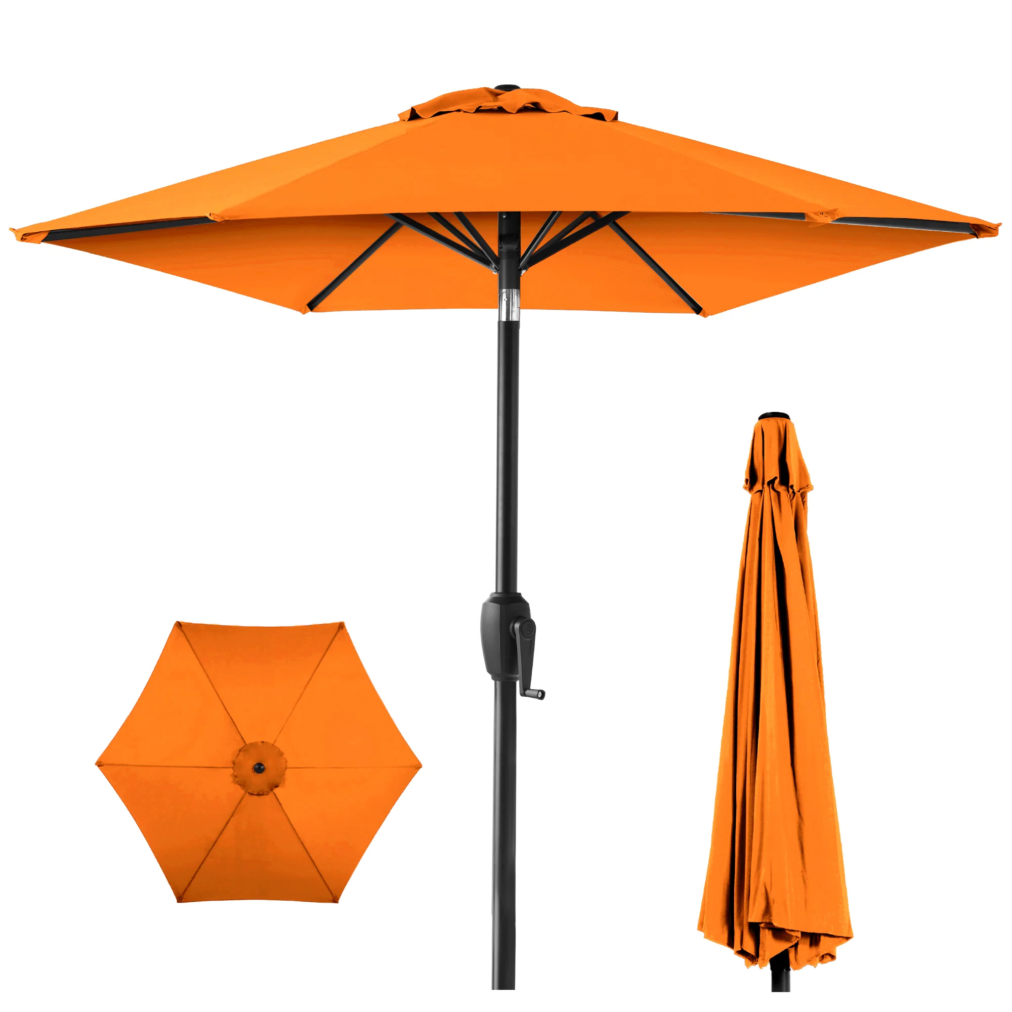Outdoor Market Patio Umbrella w/ Push Button Tilt, Crank Lift - 7.5ft - Image 129