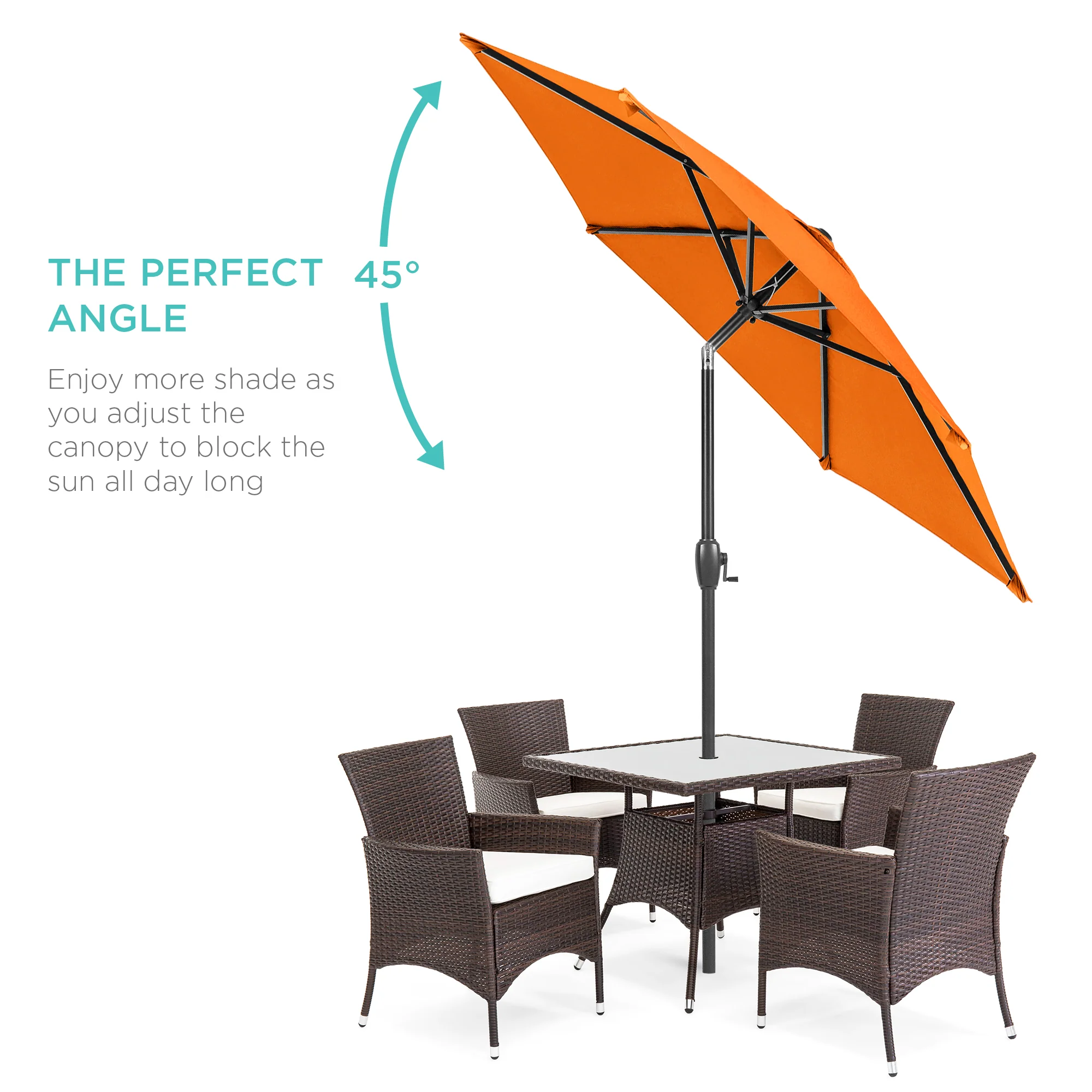 Outdoor Market Patio Umbrella w/ Push Button Tilt, Crank Lift - 7.5ft - Image 130