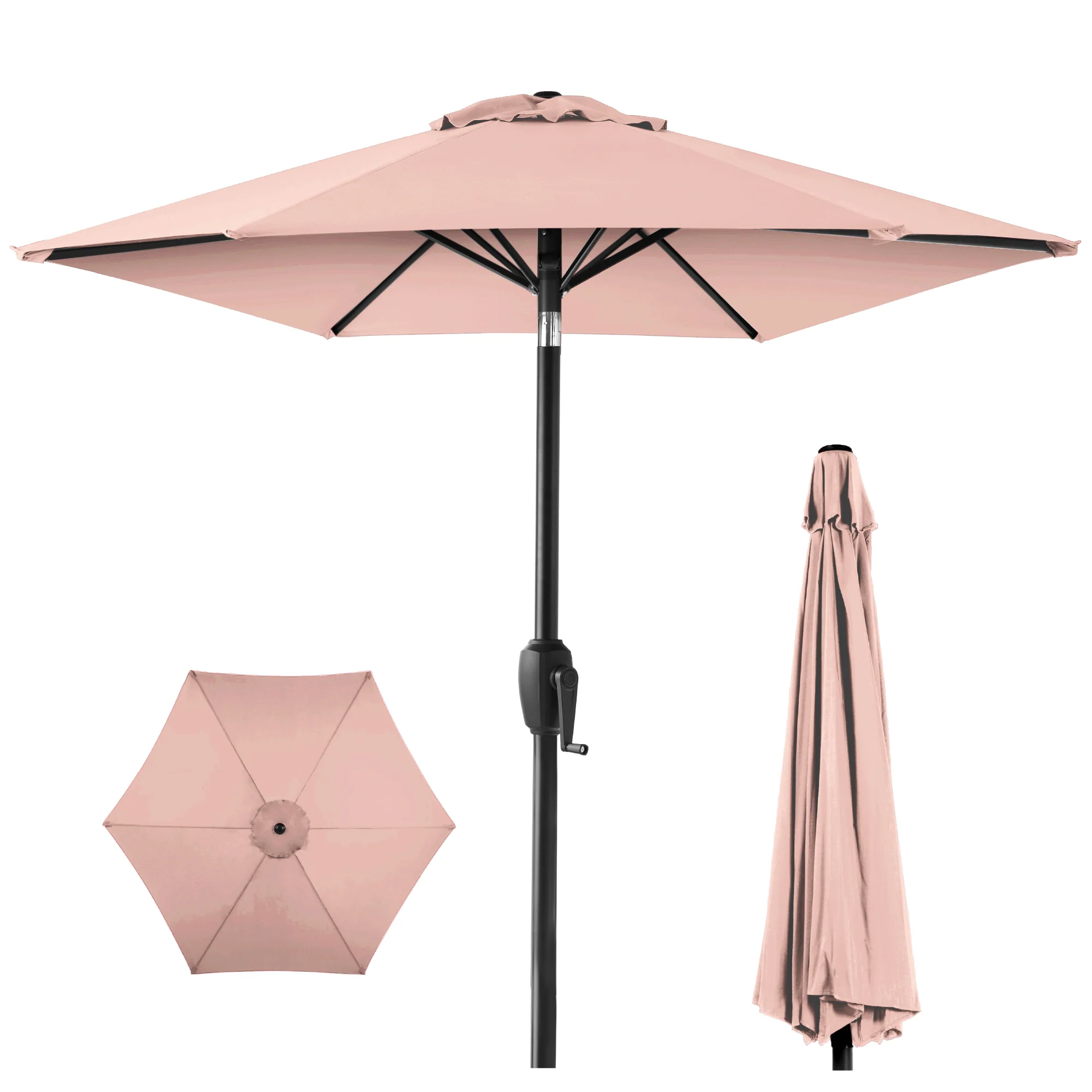 Outdoor Market Patio Umbrella w/ Push Button Tilt, Crank Lift - 7.5ft - Image 137
