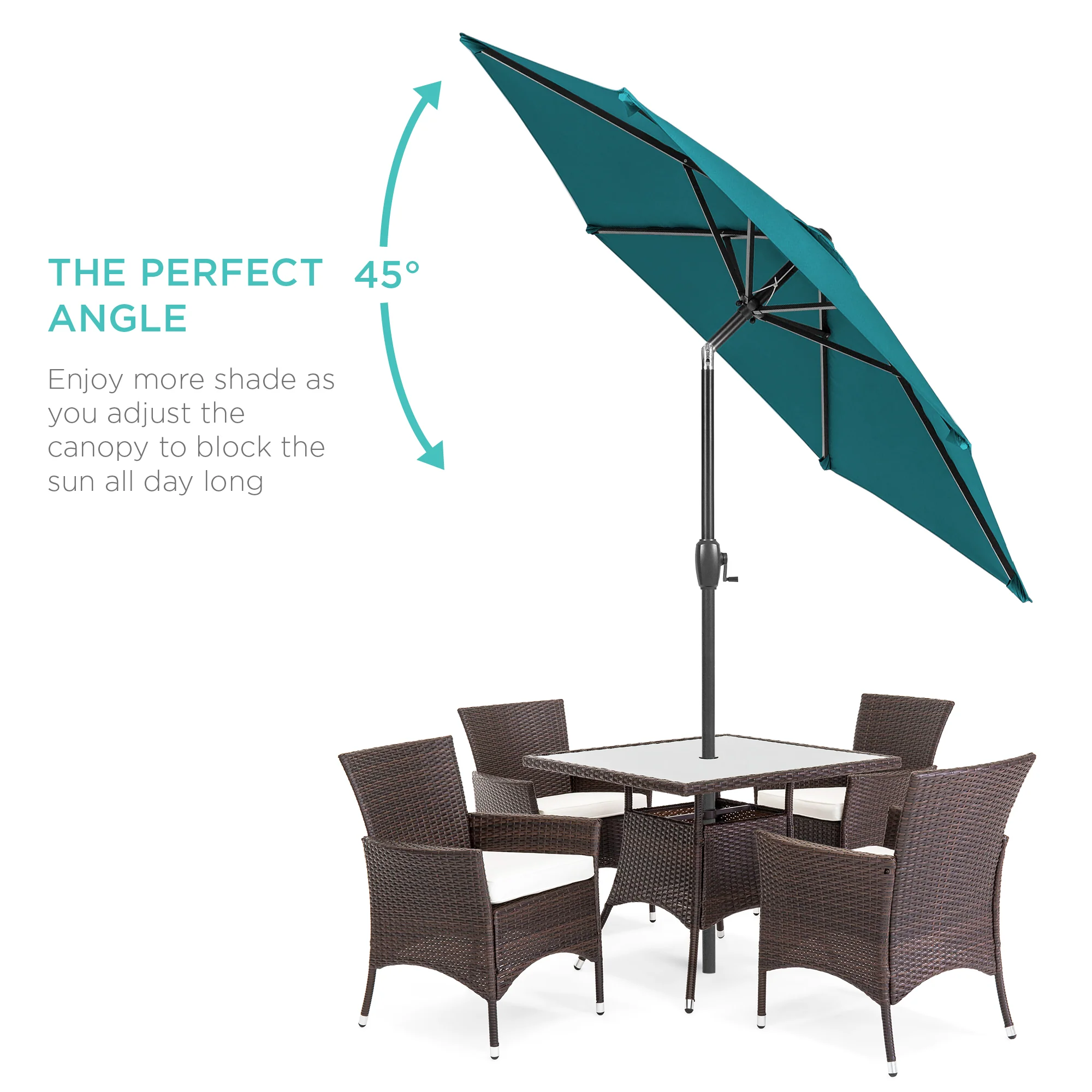 Outdoor Market Patio Umbrella w/ Push Button Tilt, Crank Lift - 7.5ft - Image 166