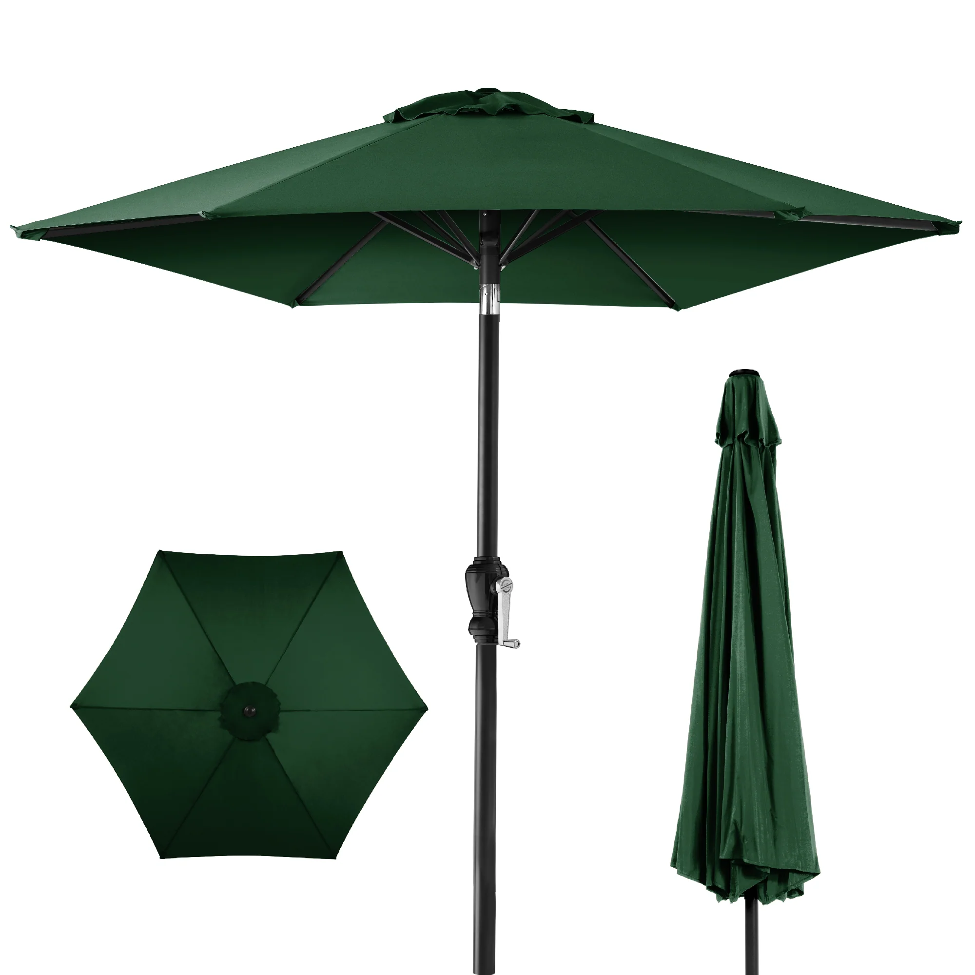 Outdoor Market Patio Umbrella w/ Push Button Tilt, Crank Lift - 7.5ft - Image 25