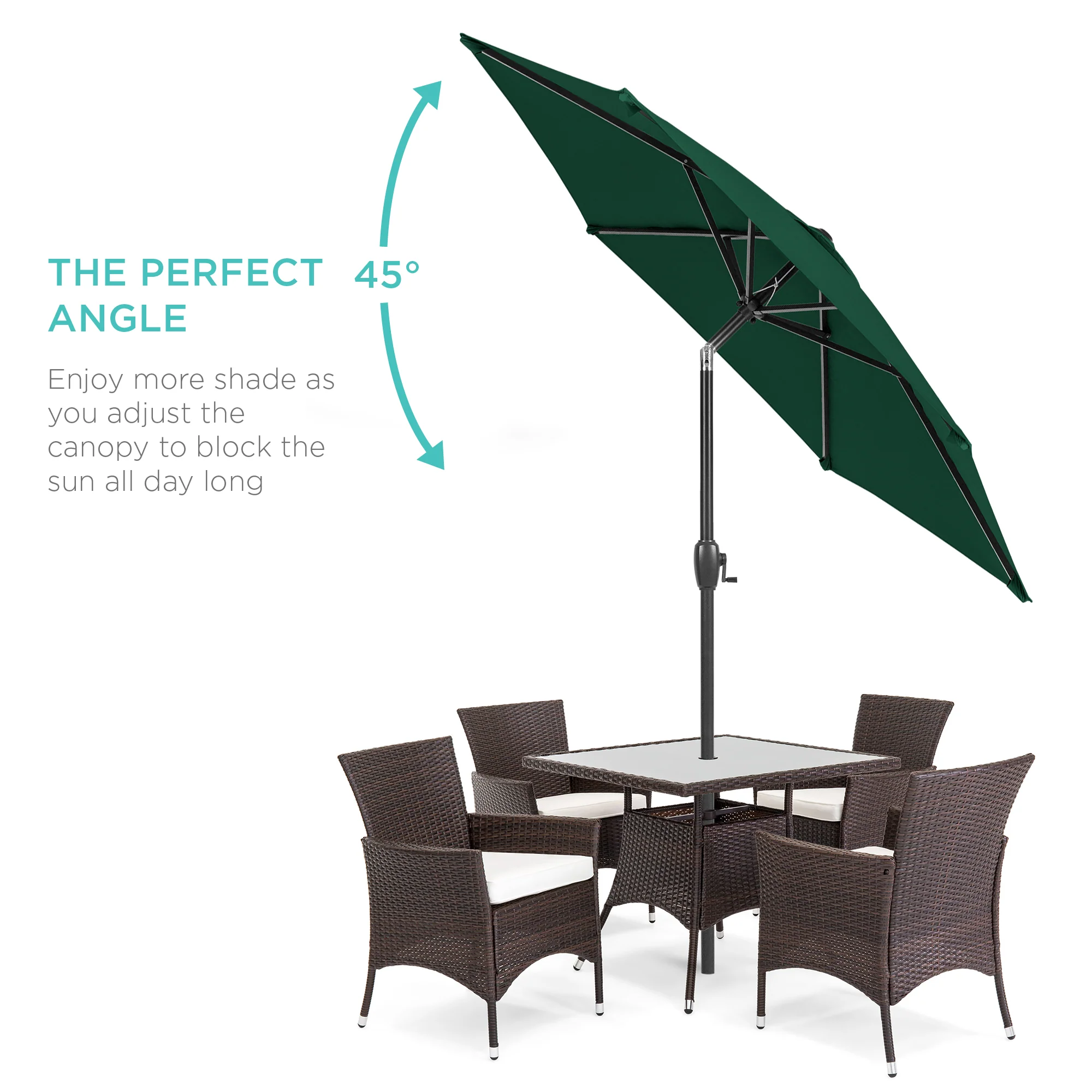 Outdoor Market Patio Umbrella w/ Push Button Tilt, Crank Lift - 7.5ft - Image 46