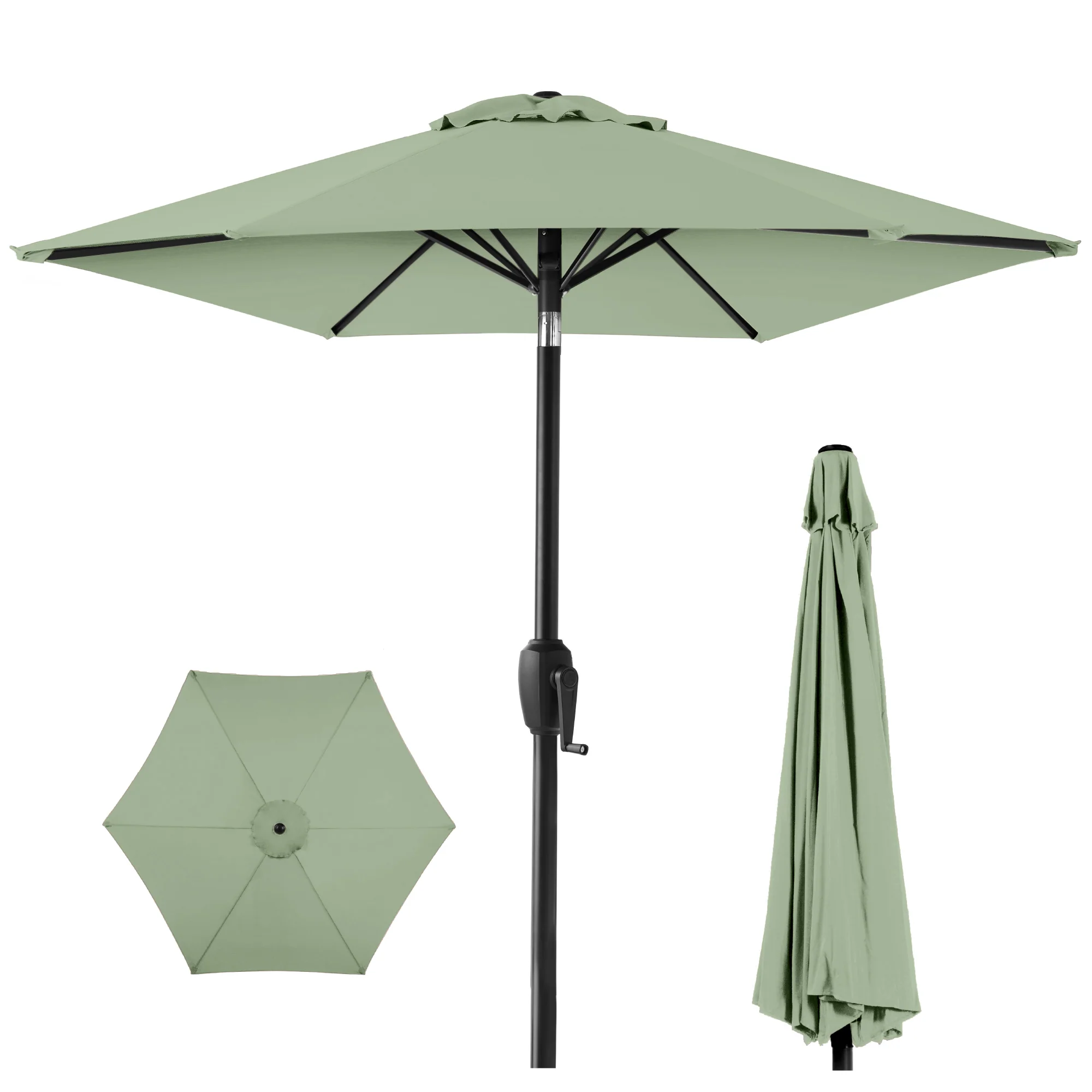 Outdoor Market Patio Umbrella w/ Push Button Tilt, Crank Lift - 7.5ft - Image 5