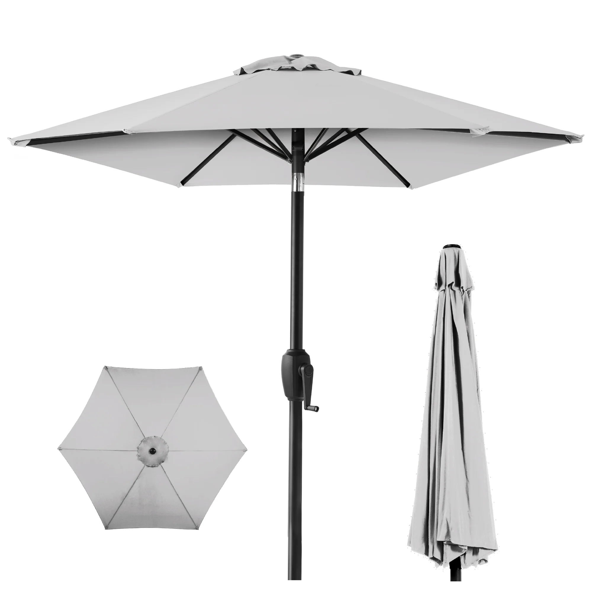 Outdoor Market Patio Umbrella w/ Push Button Tilt, Crank Lift - 7.5ft - Image 65