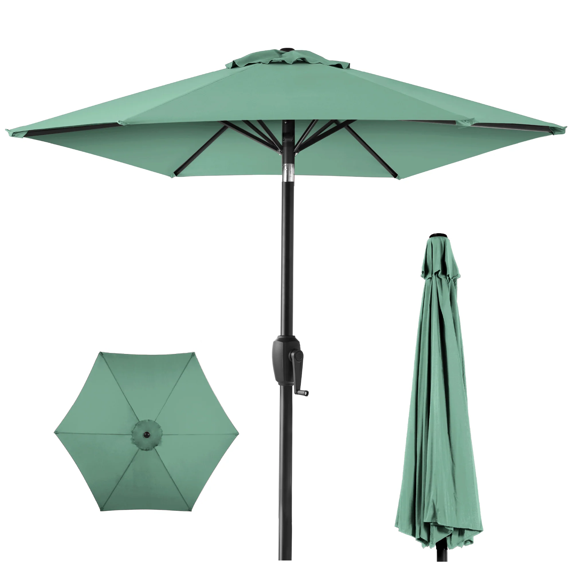 Outdoor Market Patio Umbrella w/ Push Button Tilt, Crank Lift - 7.5ft - Image 81
