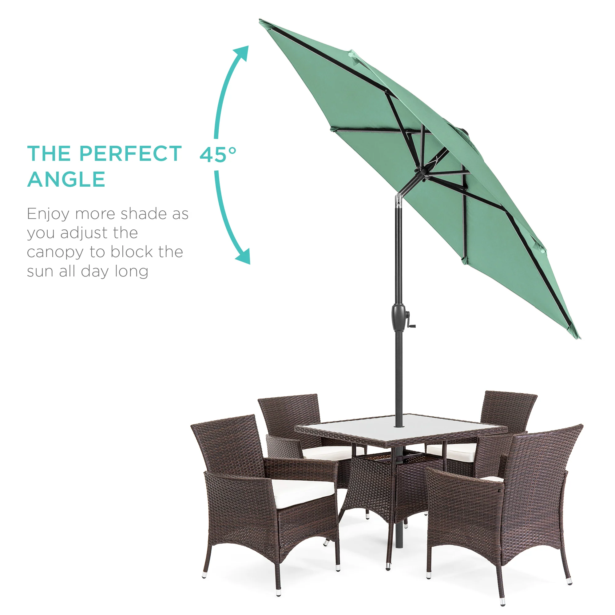 Outdoor Market Patio Umbrella w/ Push Button Tilt, Crank Lift - 7.5ft - Image 82