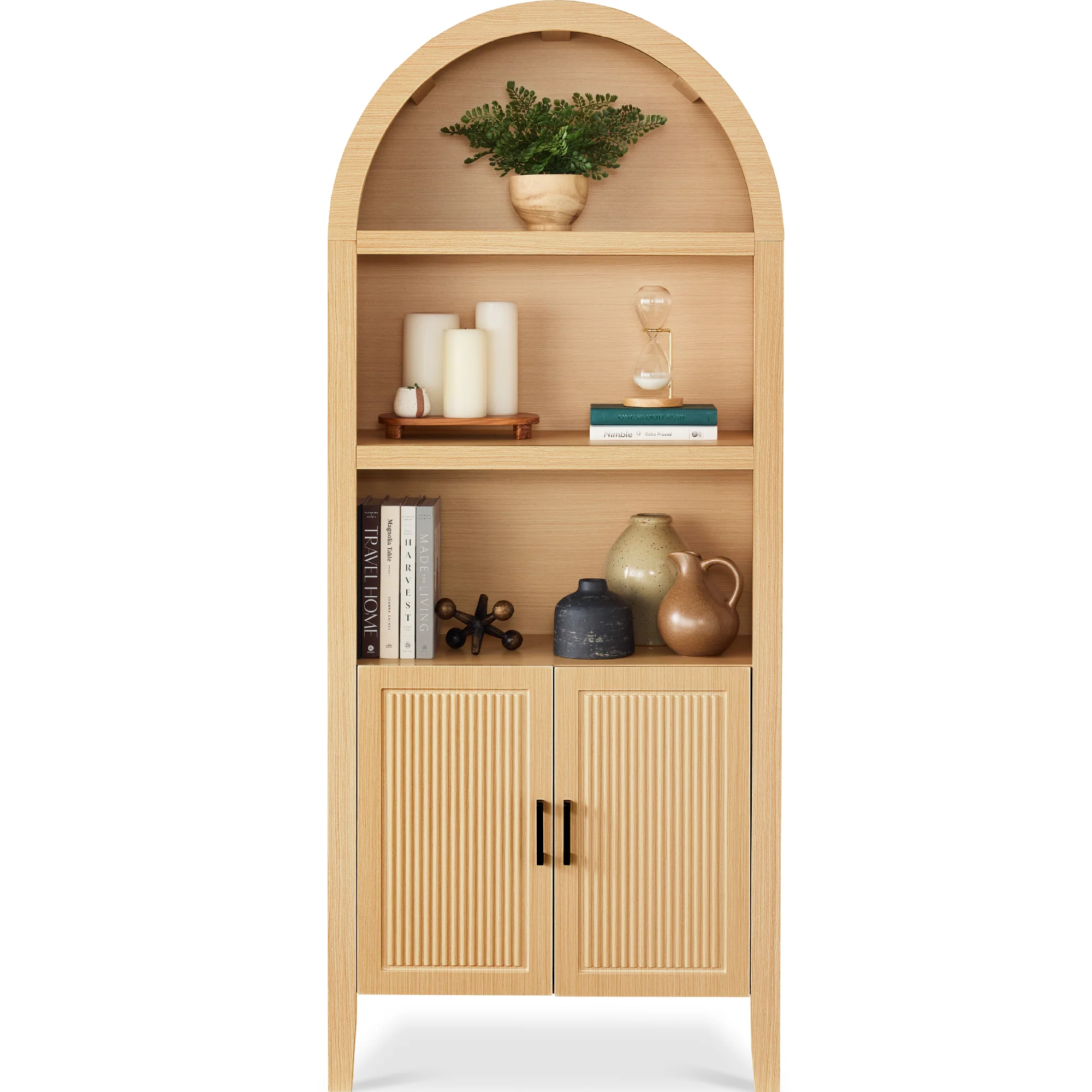 72" Tall Arched Pantry Cabinet w/ Doors, 5-Tier Storage Cabinet w/ Shelves - Image 10
