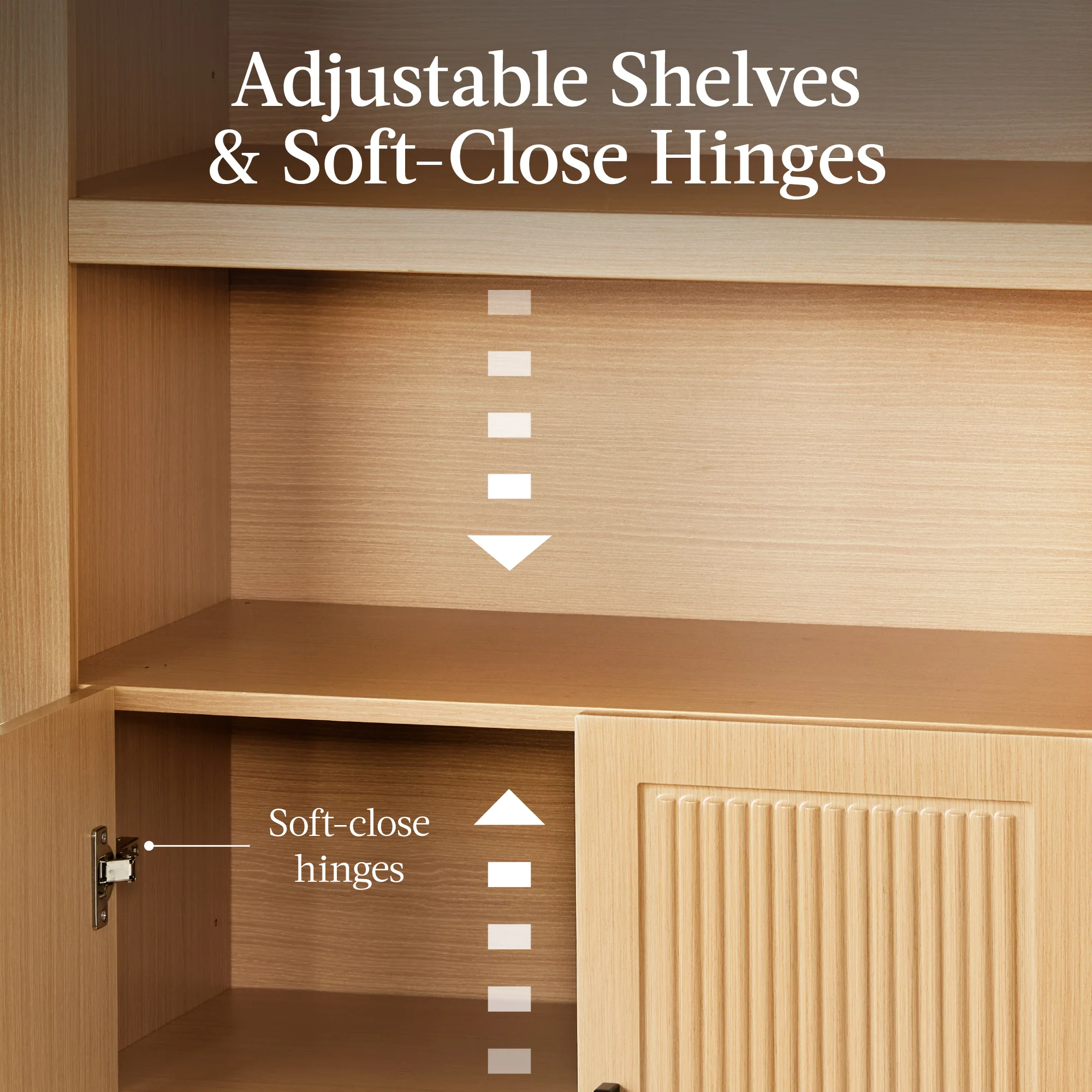 72" Tall Arched Pantry Cabinet w/ Doors, 5-Tier Storage Cabinet w/ Shelves - Image 17