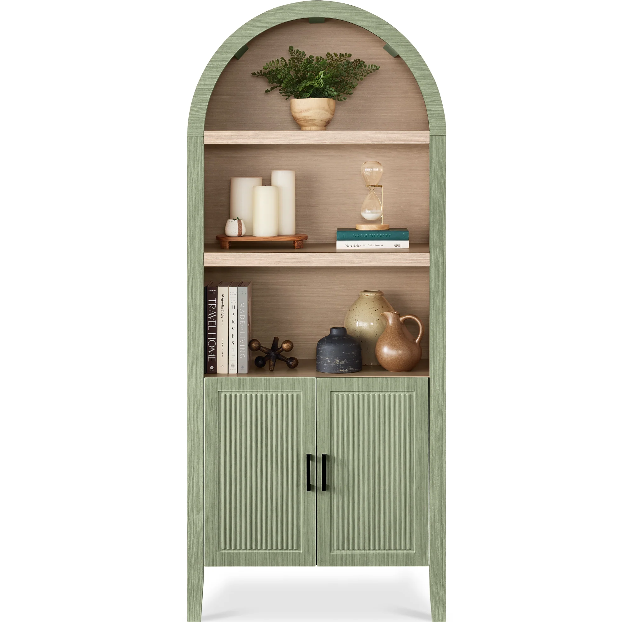 72" Tall Arched Pantry Cabinet w/ Doors, 5-Tier Storage Cabinet w/ Shelves - Image 28