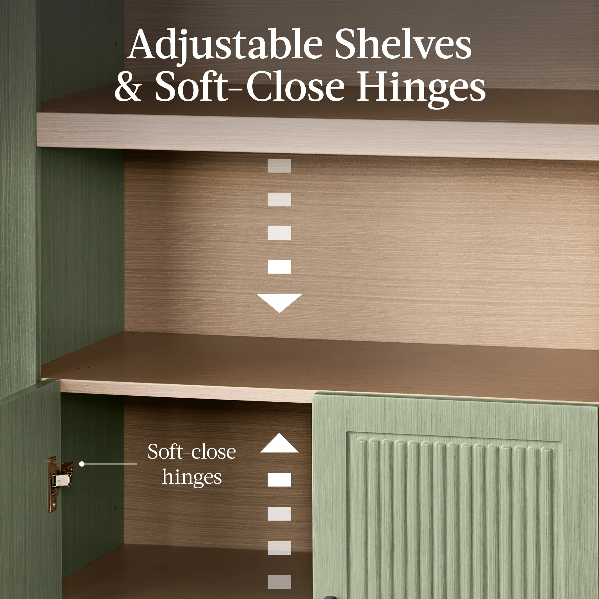 72" Tall Arched Pantry Cabinet w/ Doors, 5-Tier Storage Cabinet w/ Shelves - Image 35