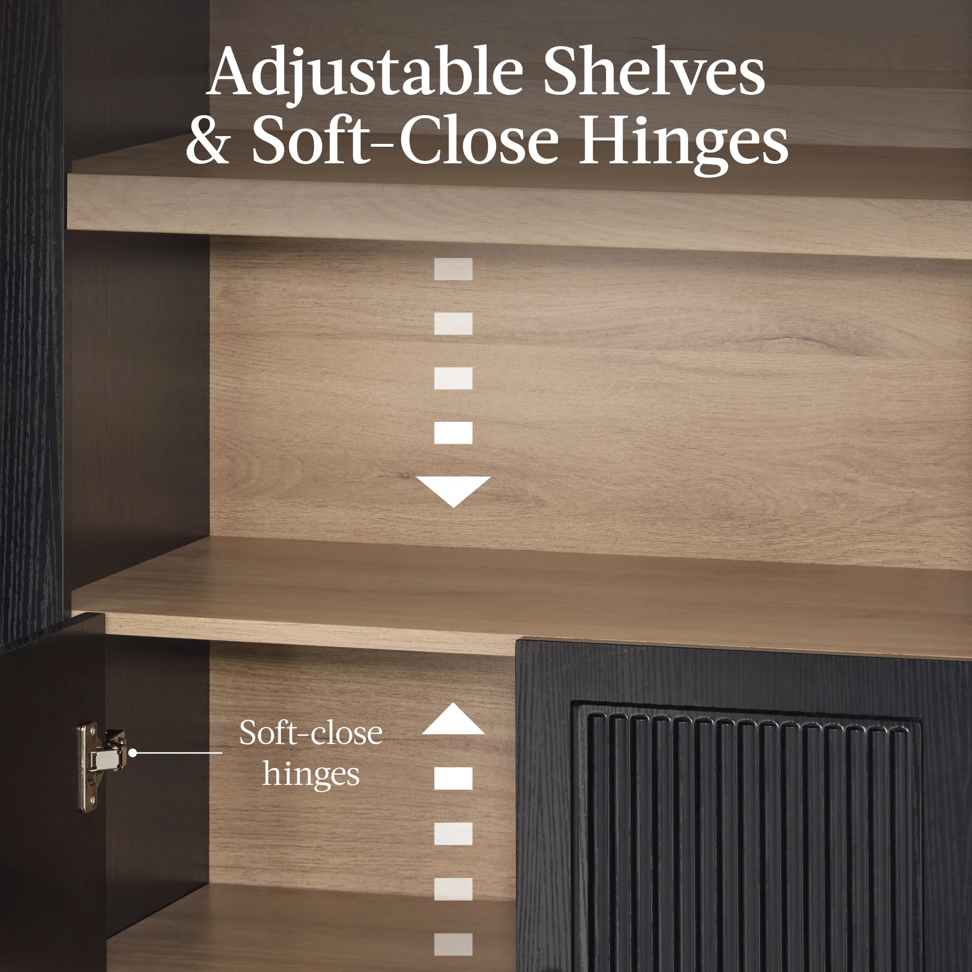 72" Tall Arched Pantry Cabinet w/ Doors, 5-Tier Storage Cabinet w/ Shelves - Image 8