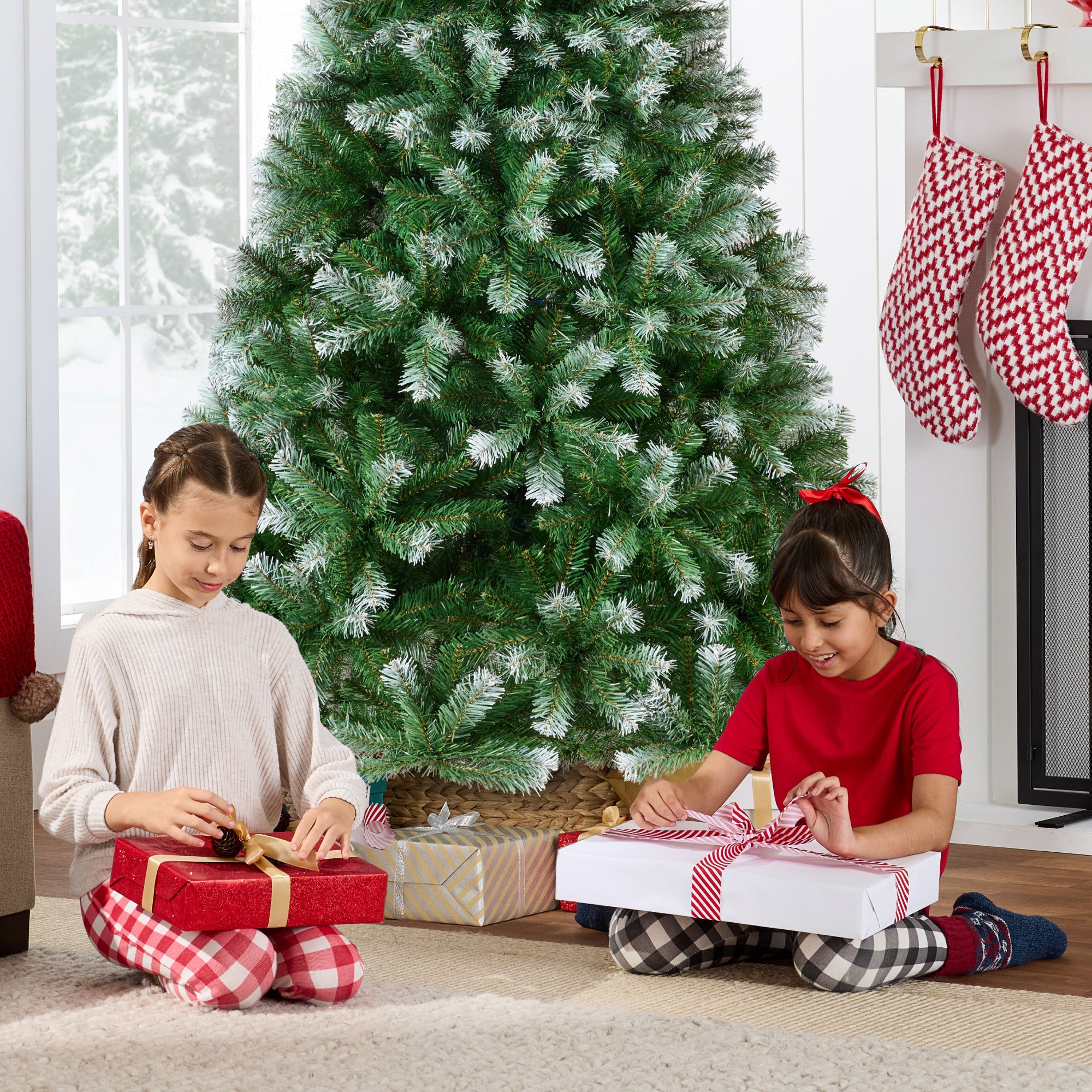 Artificial Frosted Pine Christmas Tree, Unlit Pine Design w/Easy Assembly - Image 6