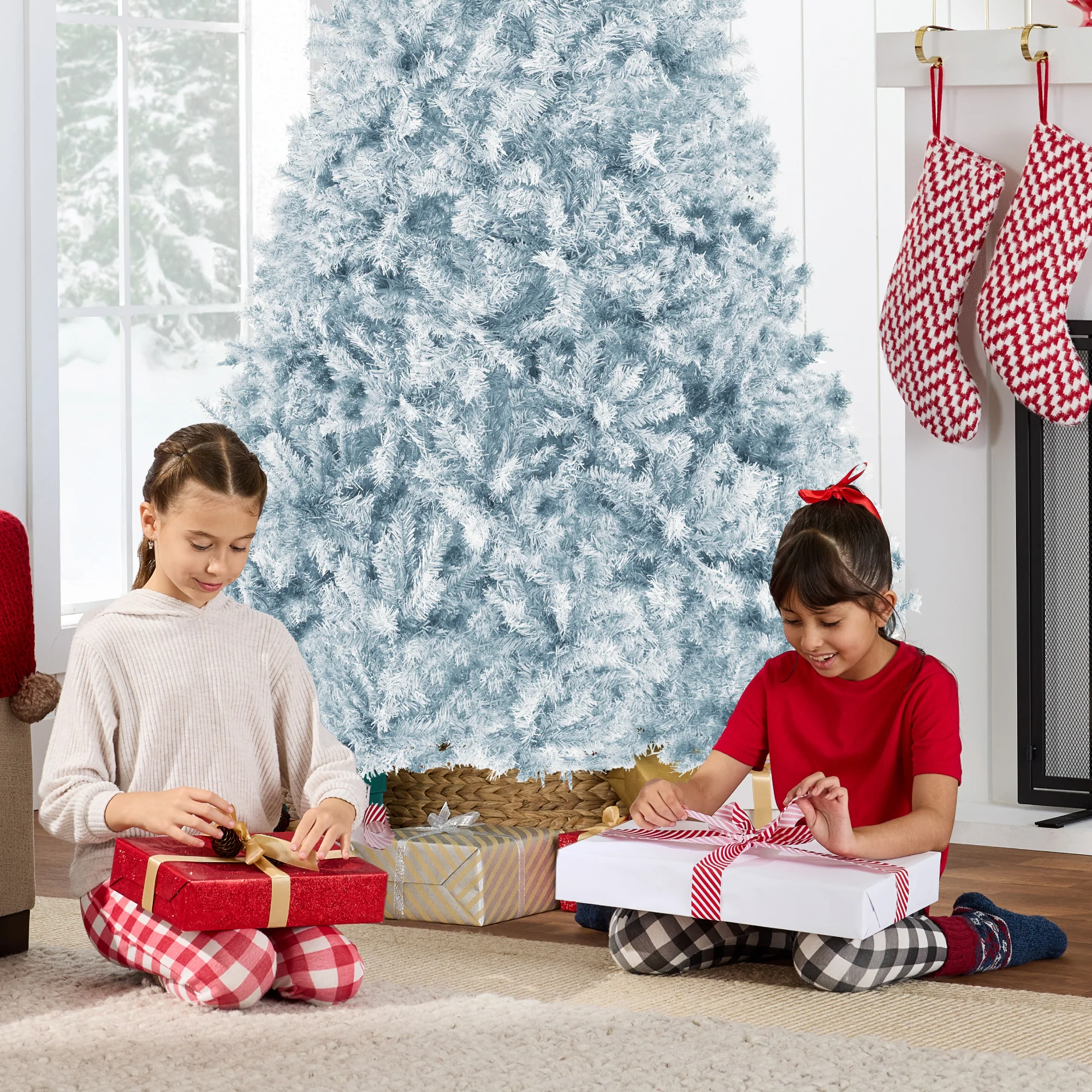 Artificial Ice Blue Christmas Tree, Unlit Pine Design w/Easy Assembly - Image 6