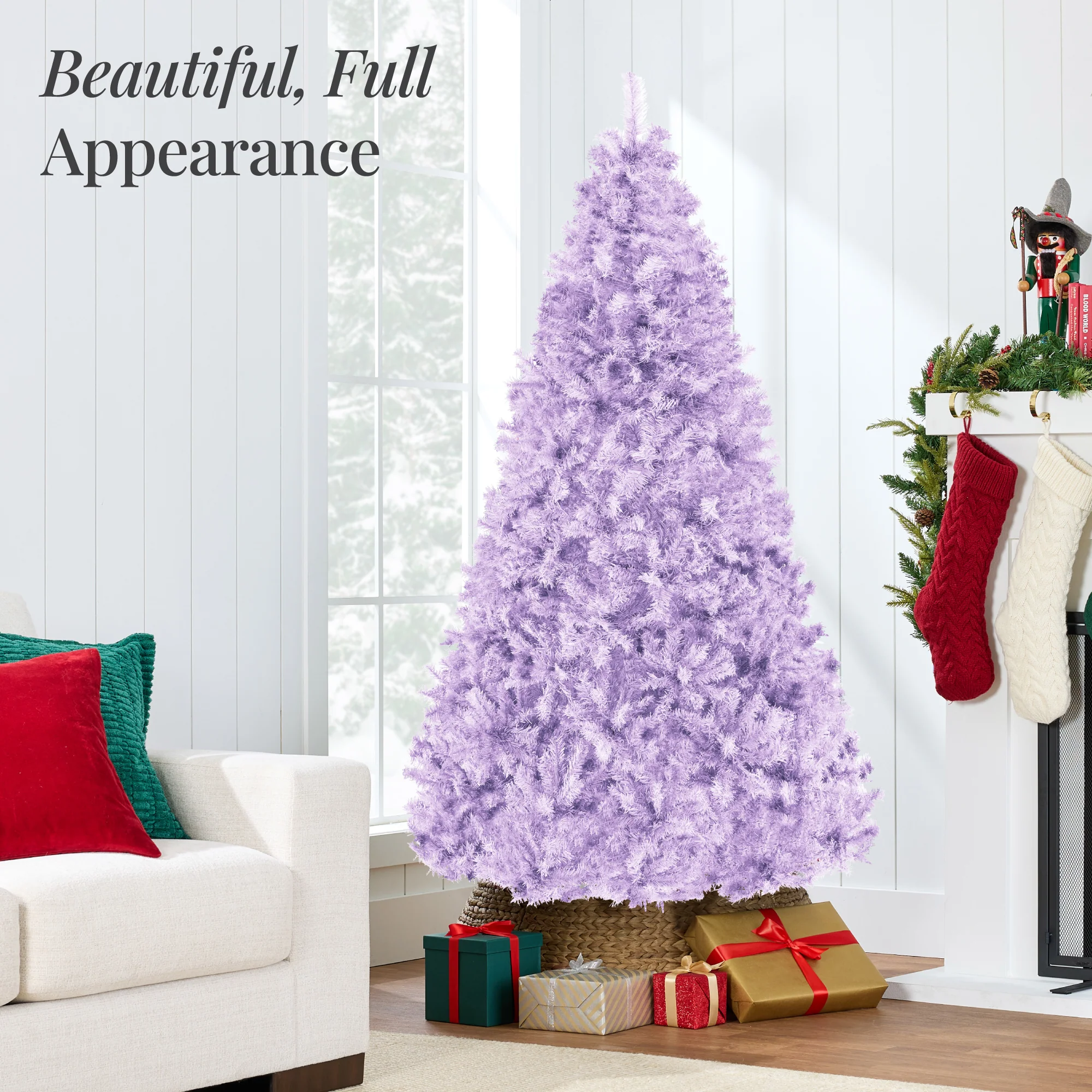 Artificial Lavender Christmas Tree, Unlit Pine Design w/Easy Assembly - Image 4