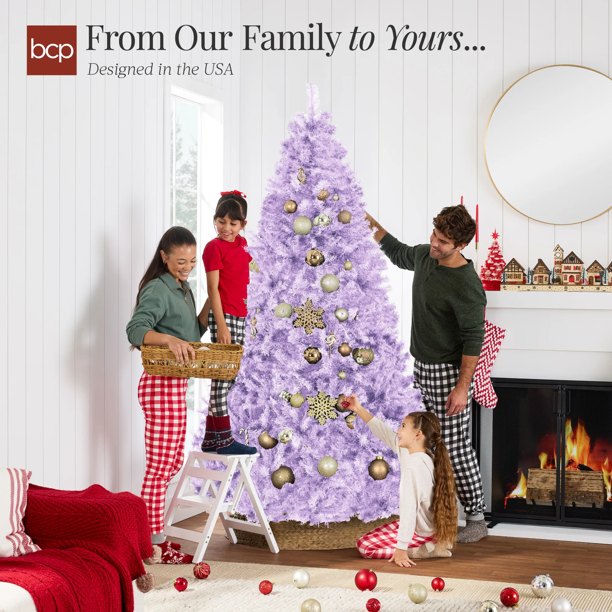 Artificial Lavender Christmas Tree, Unlit Pine Design w/Easy Assembly - Image 5