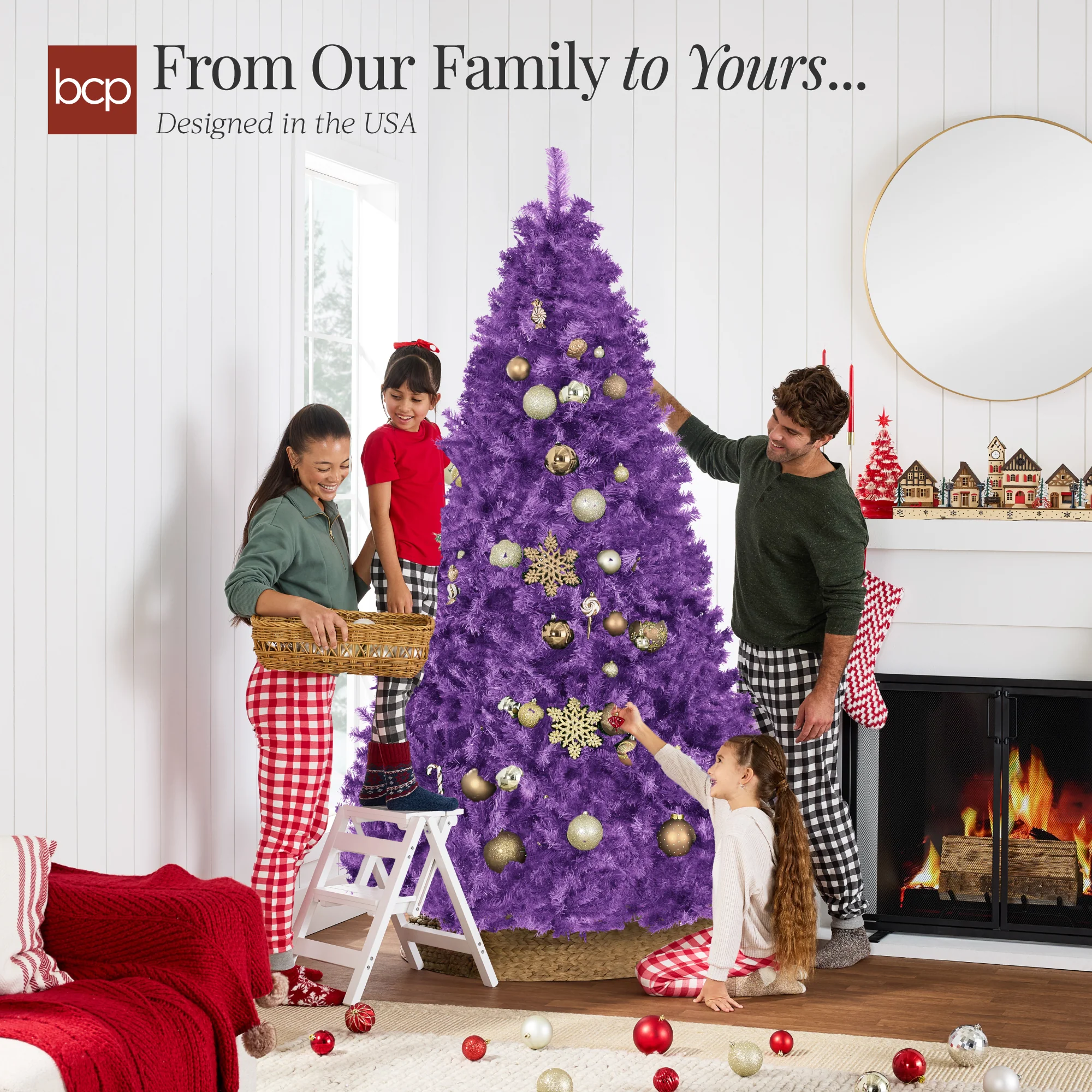 Artificial Purple Christmas Tree, Unlit Pine Design w/Easy Assembly - Image 5