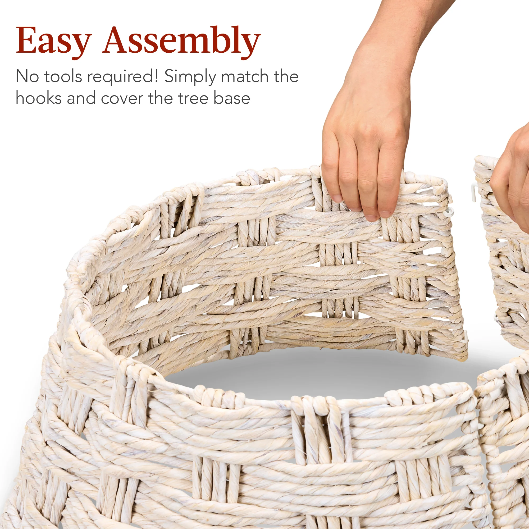 Basket Woven Hyacinth Christmas Holiday Tree Collar - 24in - Image 15