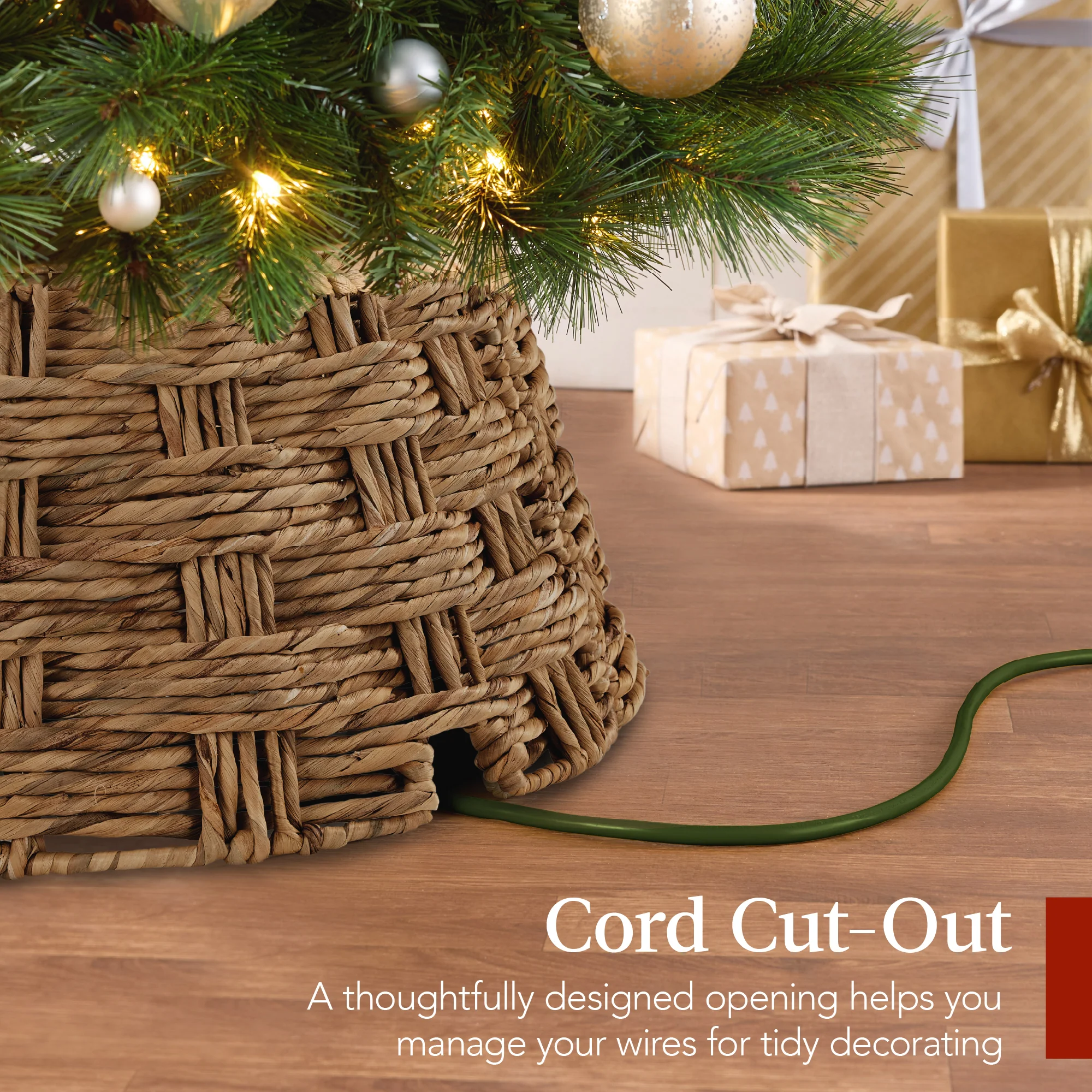 Basket Woven Hyacinth Christmas Holiday Tree Collar - 36in - Image 5