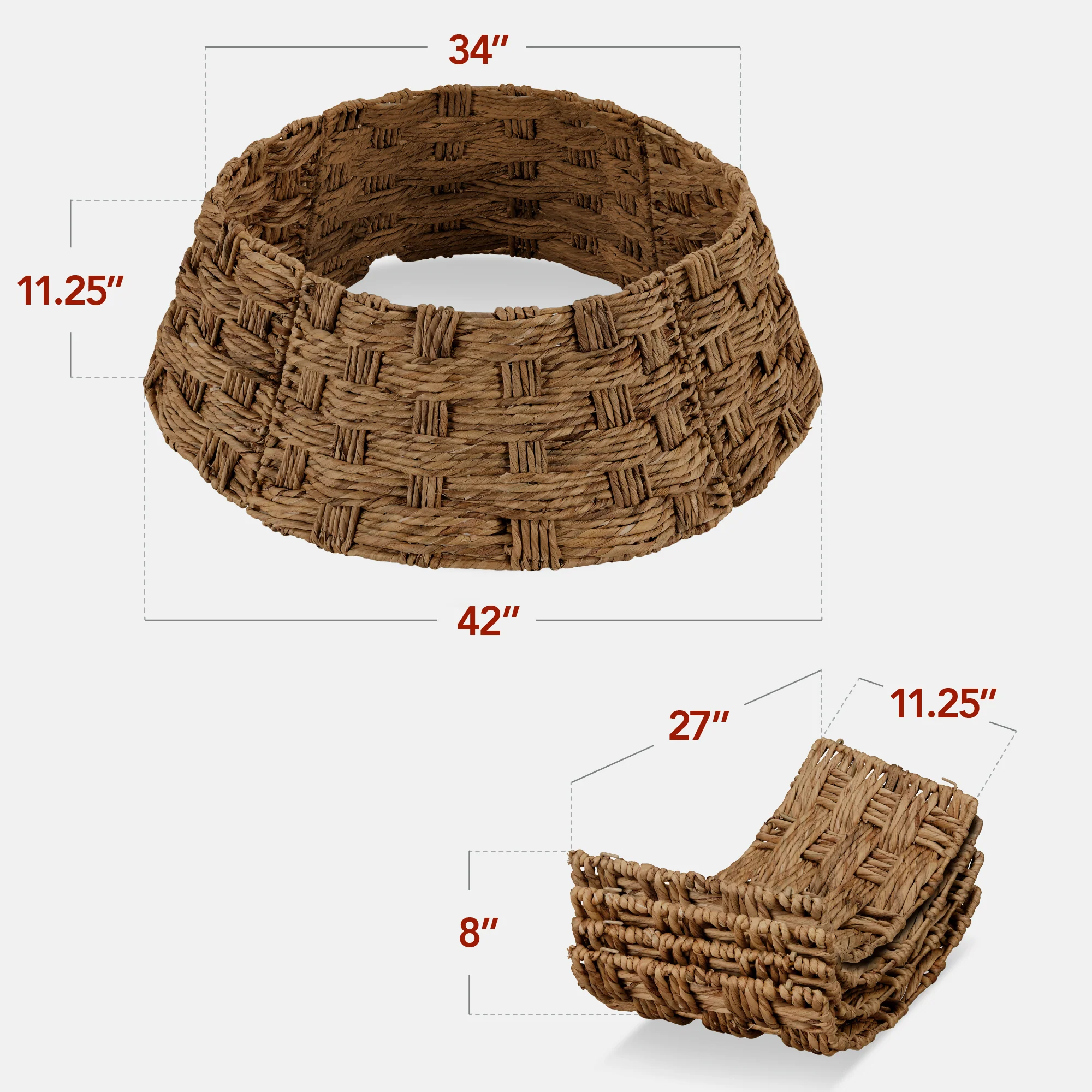 Basket Woven Hyacinth Christmas Holiday Tree Collar - 42in - Image 11
