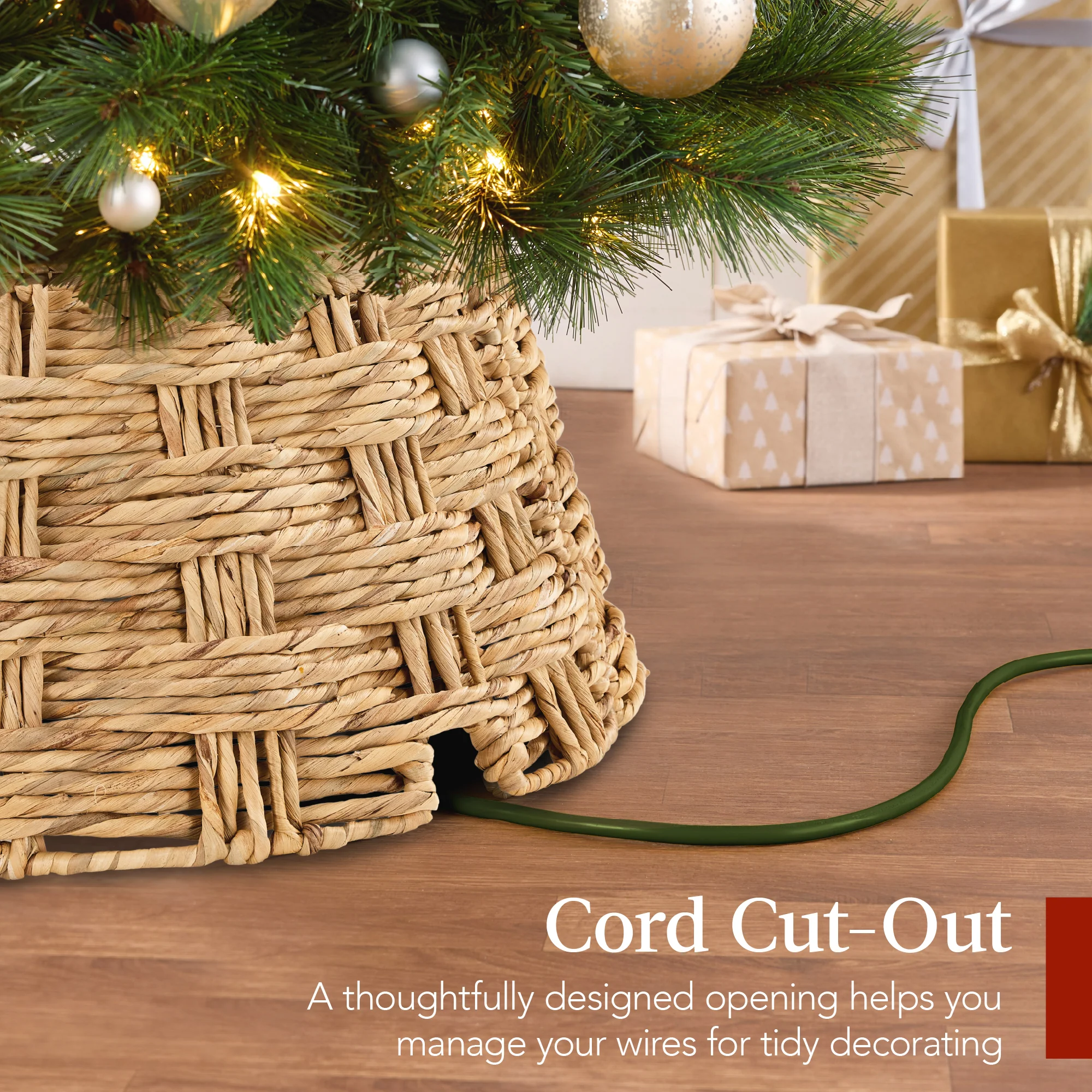 Basket Woven Hyacinth Christmas Holiday Tree Collar - 42in - Image 5