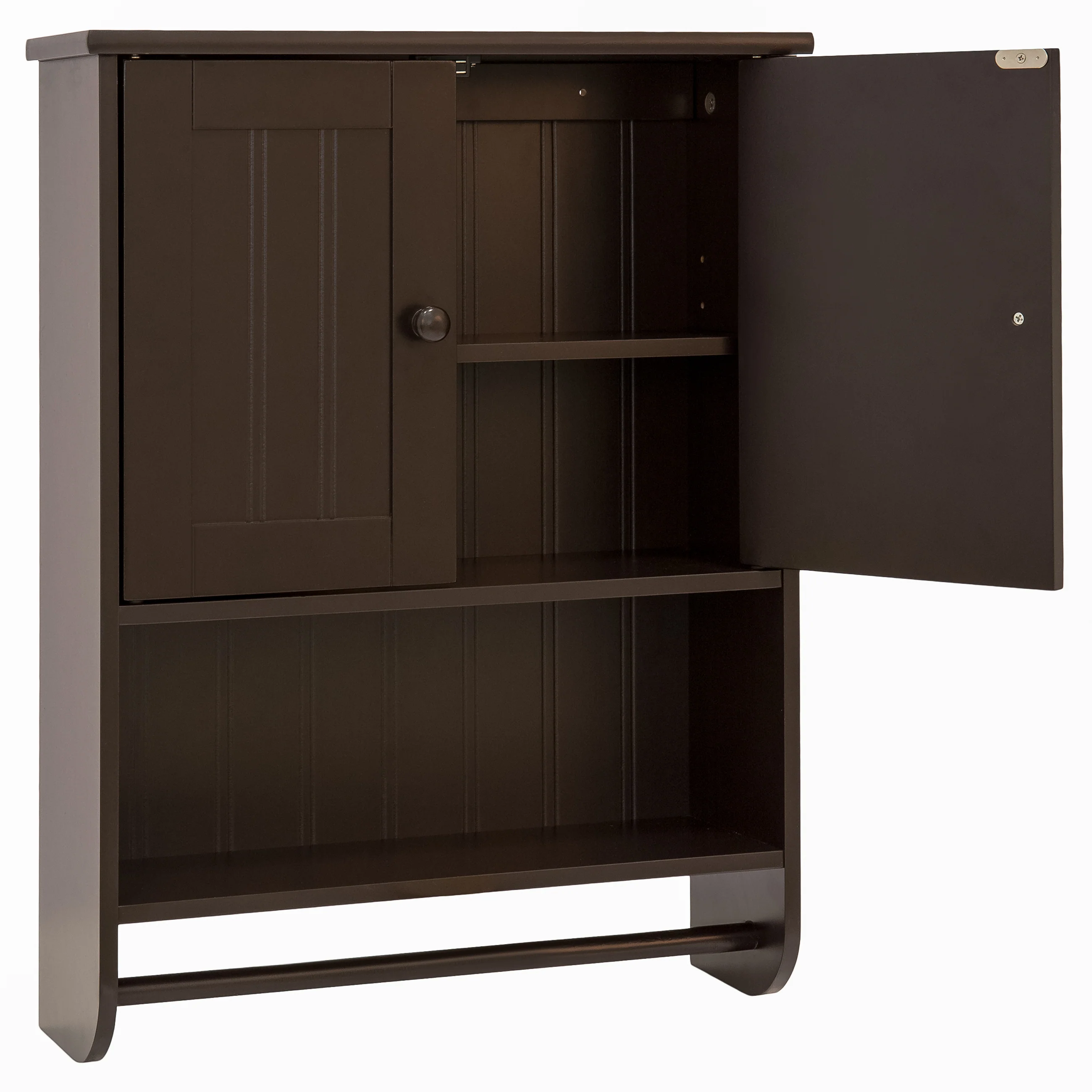 Bathroom Wall Storage Organization Cabinet w/ Double Doors, Towel Bar - Image 3