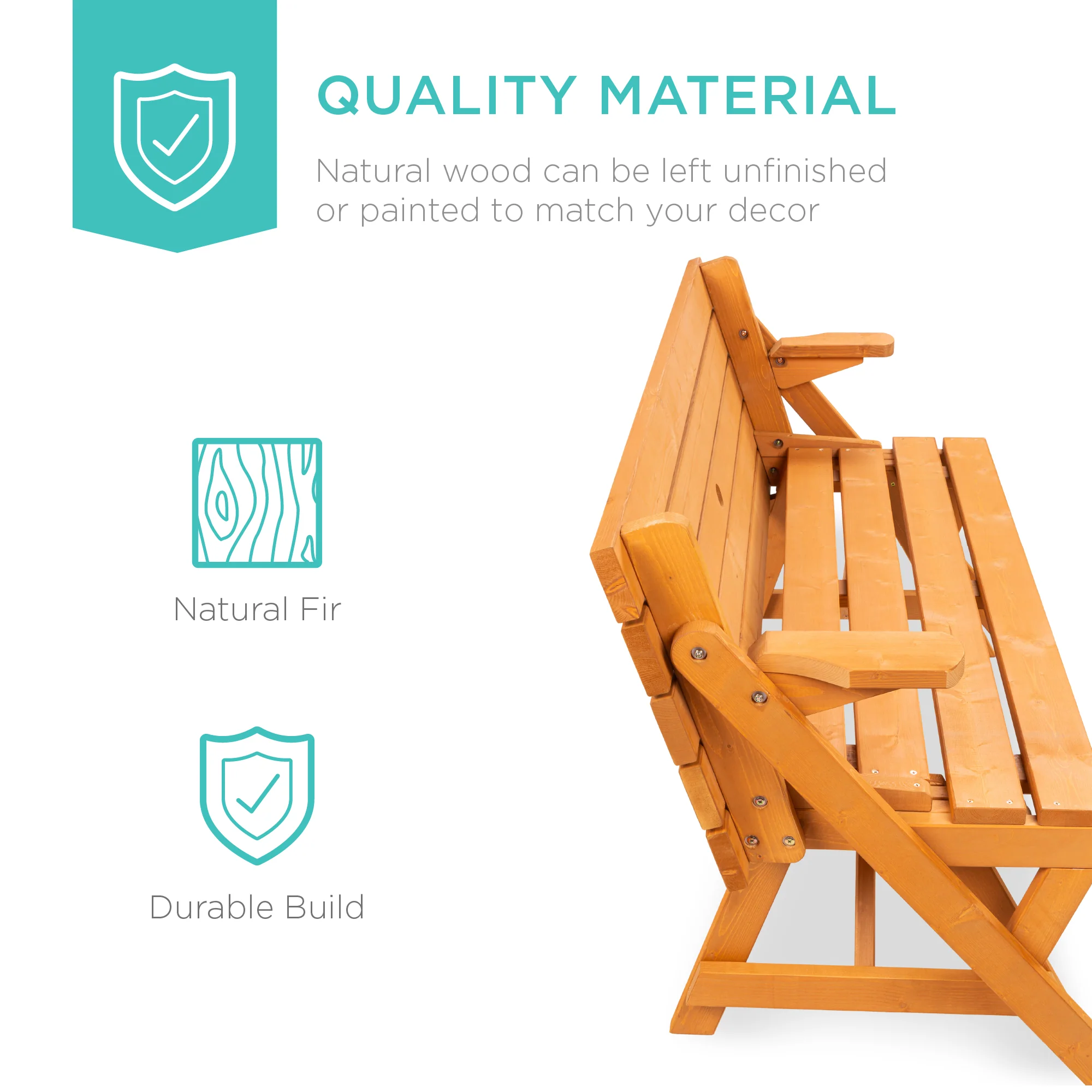 2-in-1 Outdoor Interchangeable Wooden Picnic Table/Garden Bench - Image 10