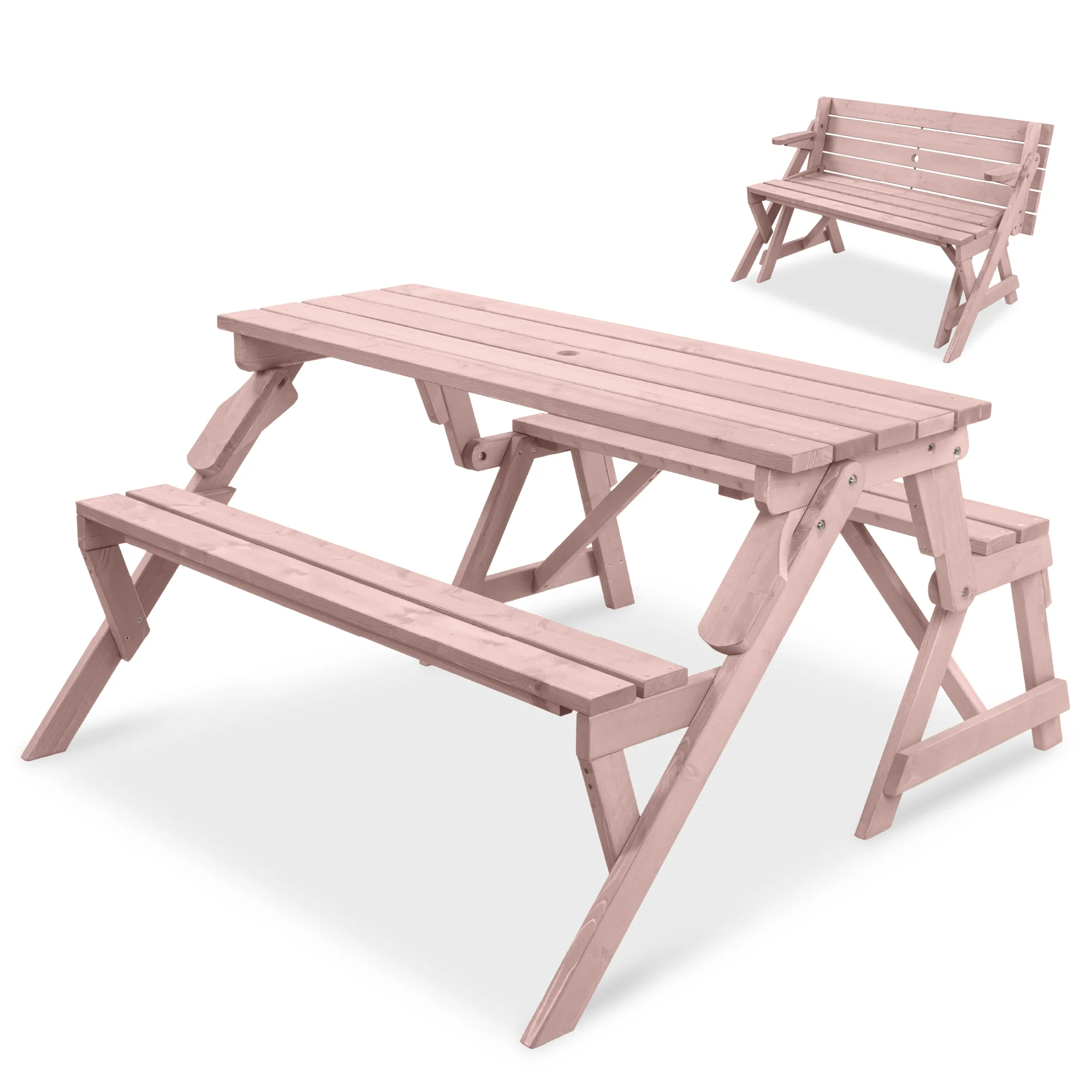2-in-1 Outdoor Interchangeable Wooden Picnic Table/Garden Bench - Image 15