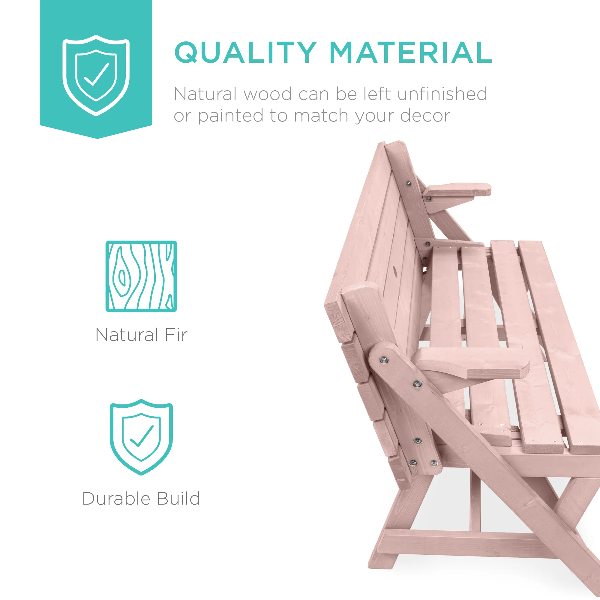 2-in-1 Outdoor Interchangeable Wooden Picnic Table/Garden Bench - Image 17