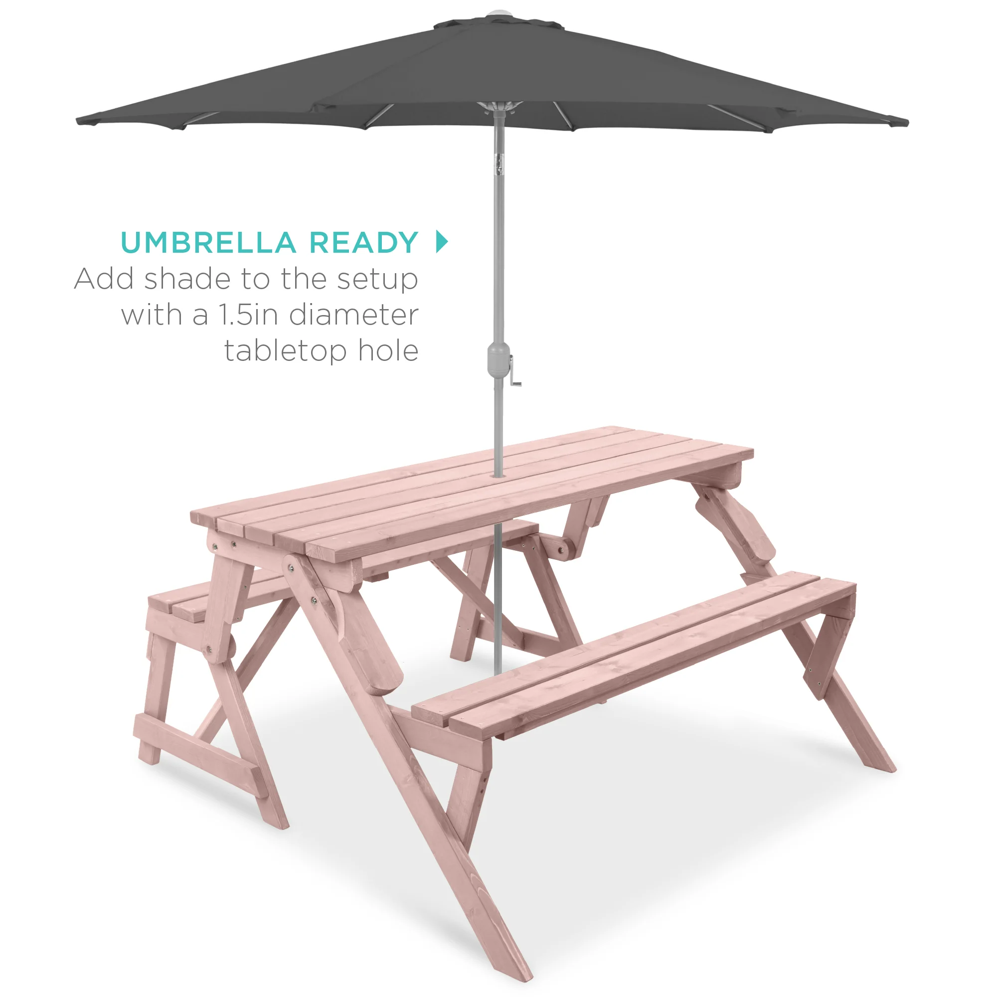 2-in-1 Outdoor Interchangeable Wooden Picnic Table/Garden Bench - Image 19