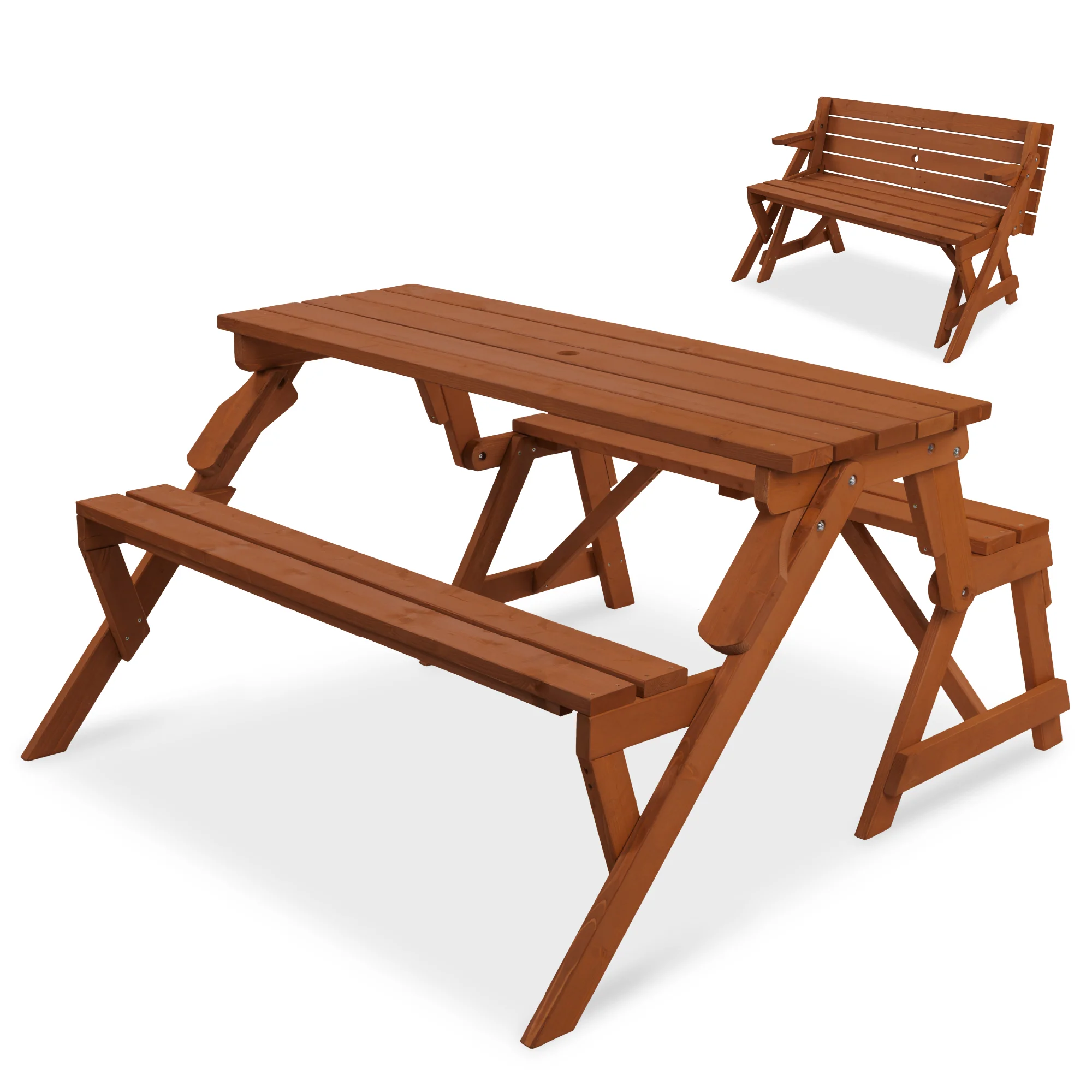 2-in-1 Outdoor Interchangeable Wooden Picnic Table/Garden Bench - Image 22