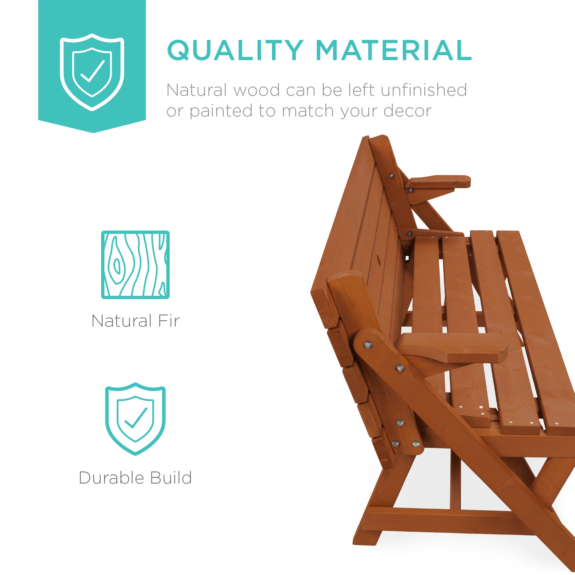 2-in-1 Outdoor Interchangeable Wooden Picnic Table/Garden Bench - Image 24