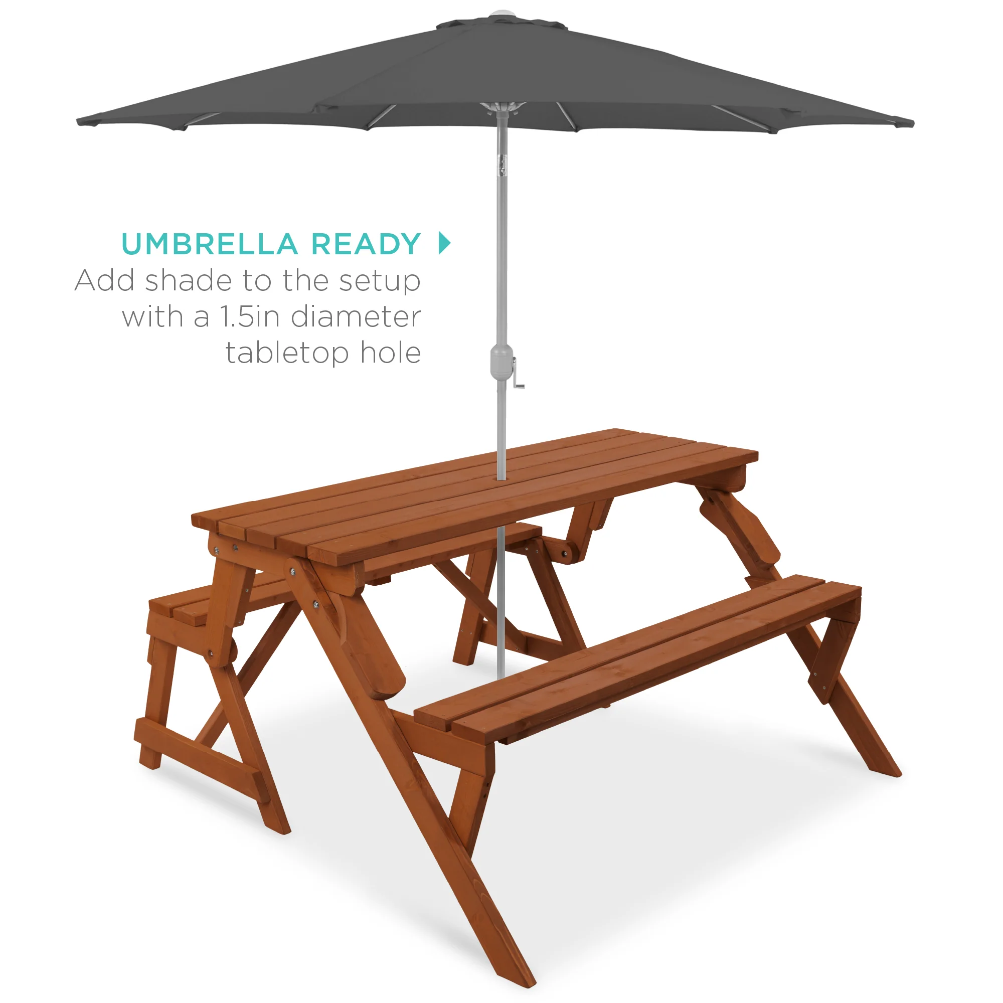 2-in-1 Outdoor Interchangeable Wooden Picnic Table/Garden Bench - Image 26