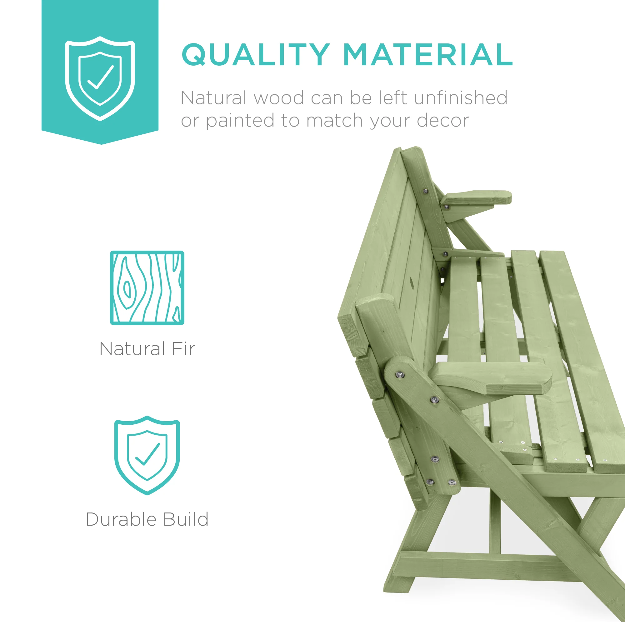 2-in-1 Outdoor Interchangeable Wooden Picnic Table/Garden Bench - Image 3